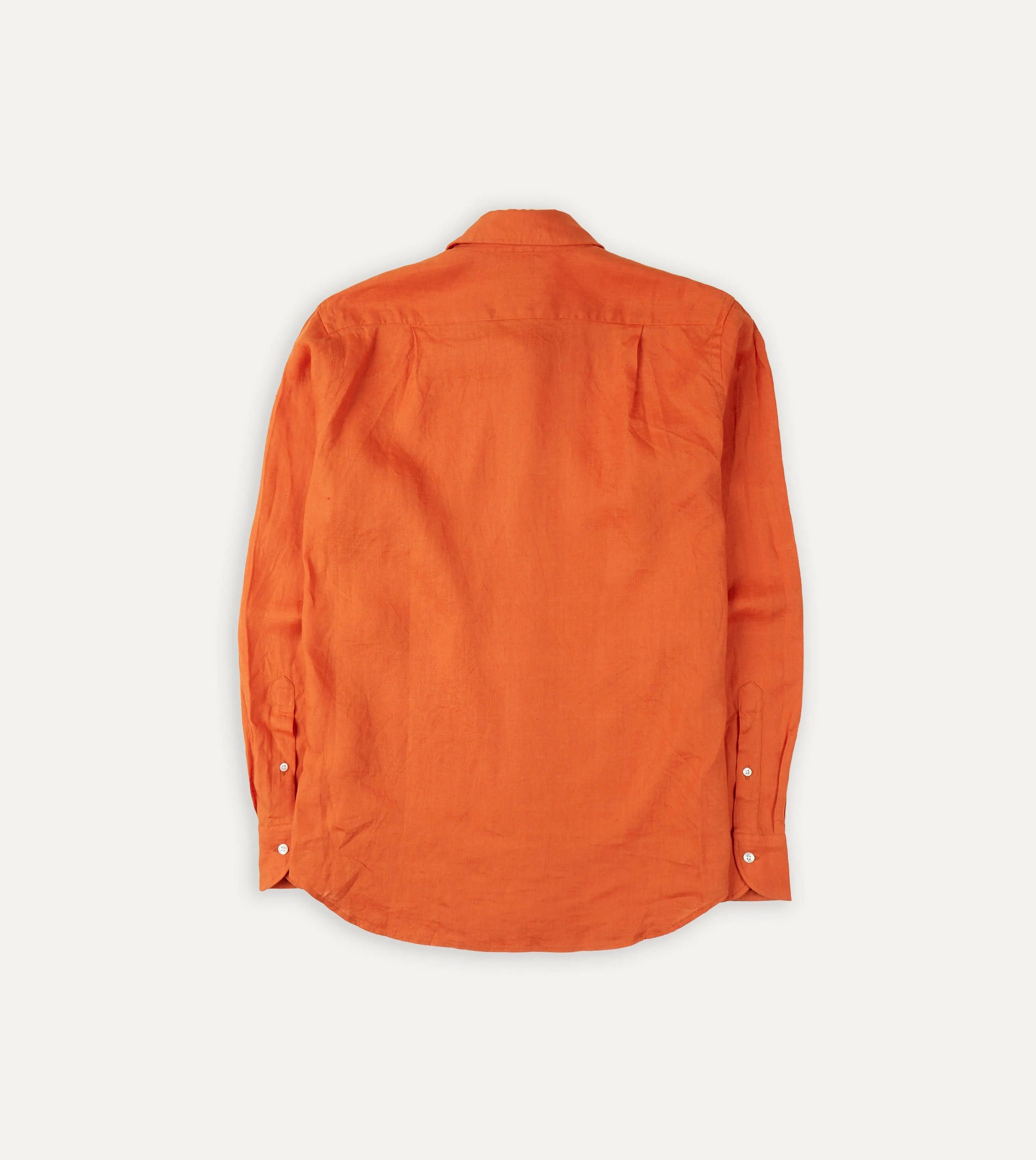 Hooded Neckline Orange Linen Spread Collar Shirt