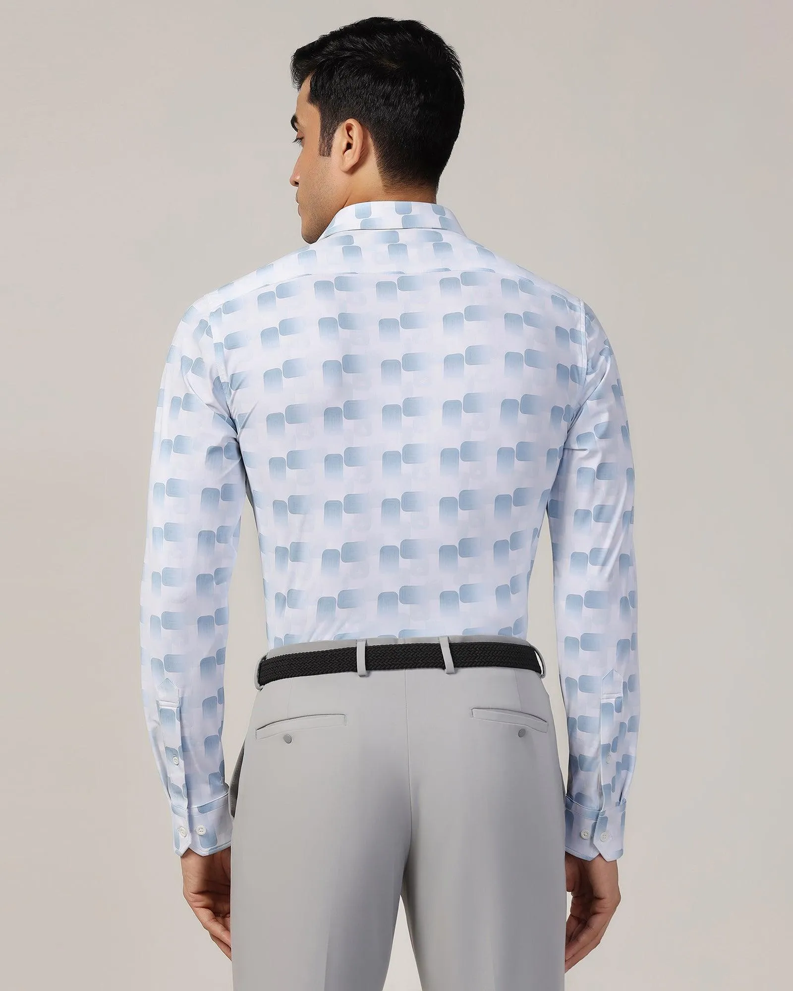 TechPro Formal White Printed Shirt - Tidal Cooling Core Technology