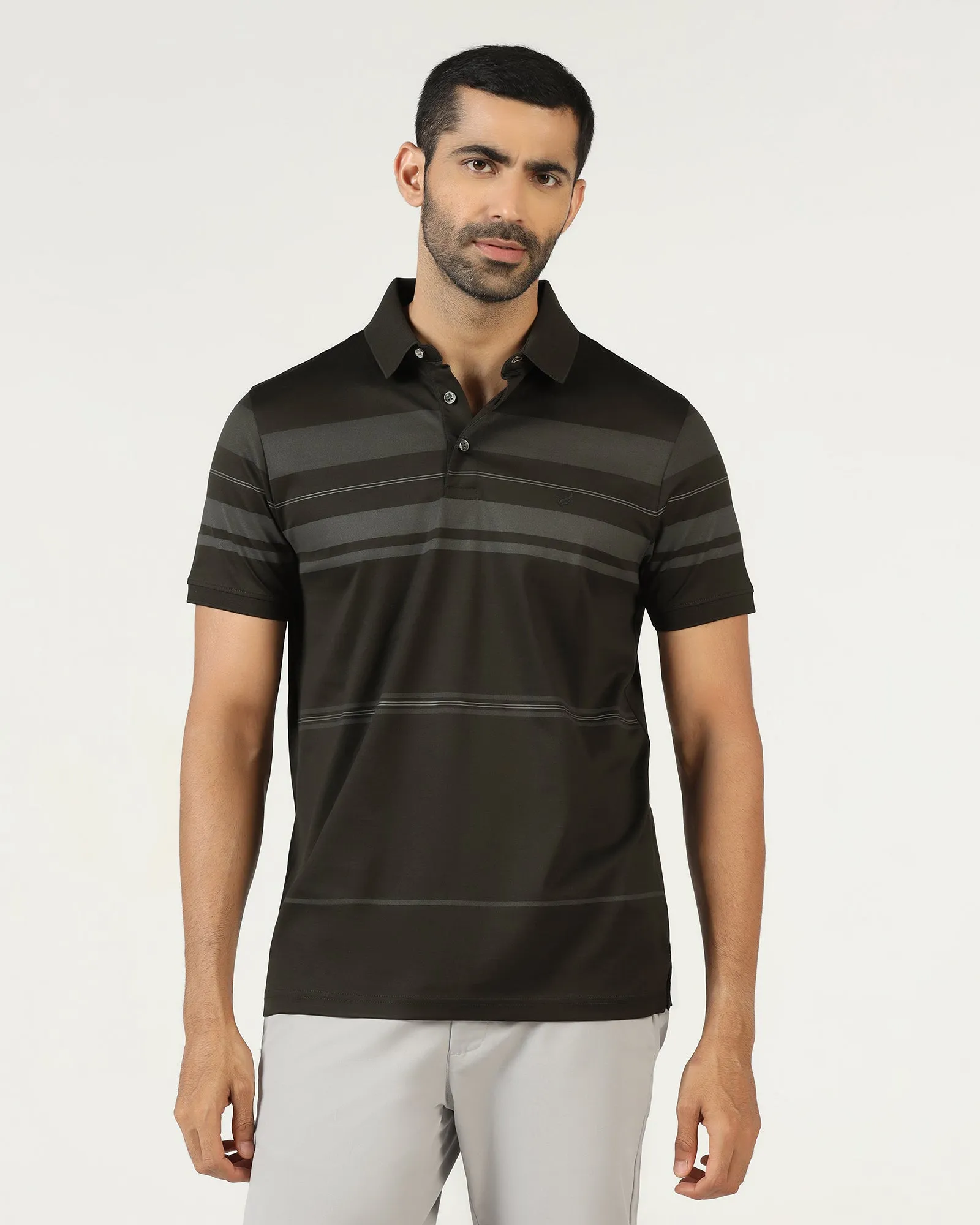 Kelp Stripe Polo - Tuck Active Fit