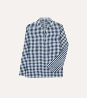 Beach Attire High Street Fashion Navy Gingham Cotton Reversible Smock