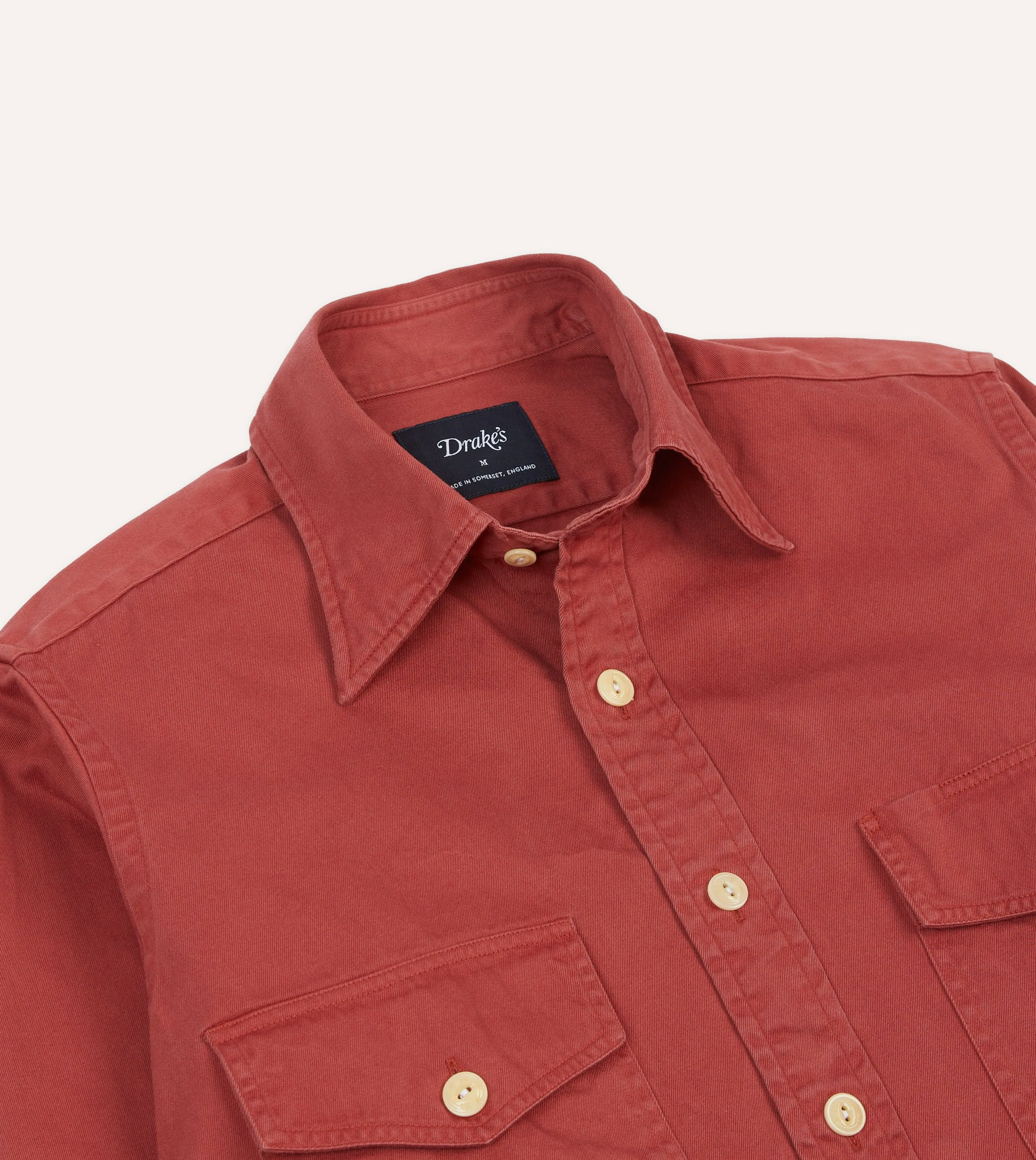 Red Cotton Long Point Collar Work Shirt Fashion-Forward Stretch Material