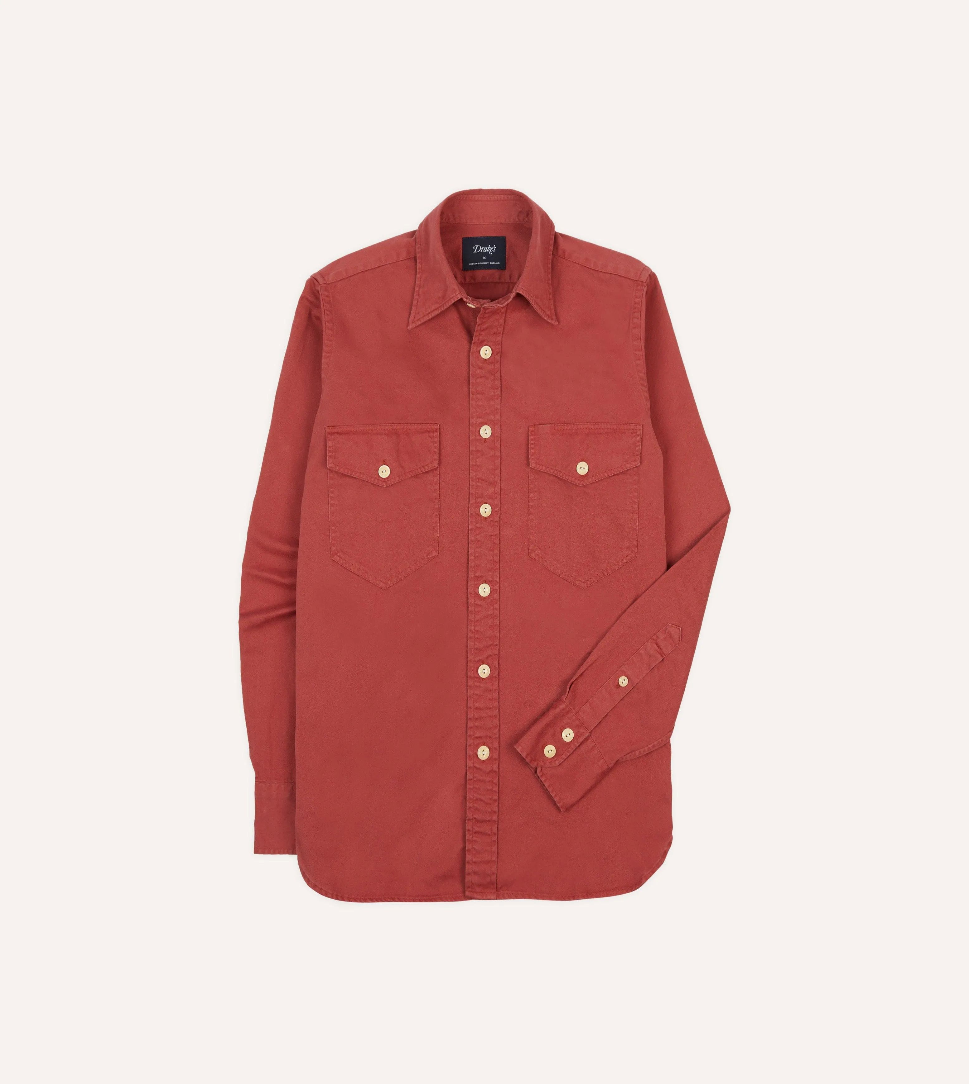 hypoallergenic material Eco Friendly Material Red Cotton Long Point Collar Work Shirt