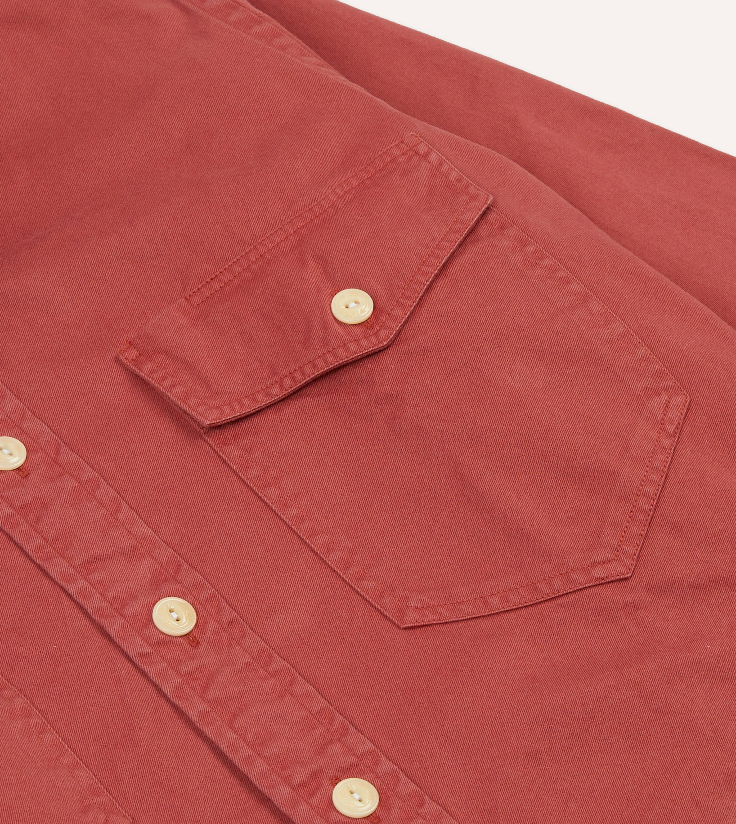 Patterned Design Red Cotton Long Point Collar Work Shirt