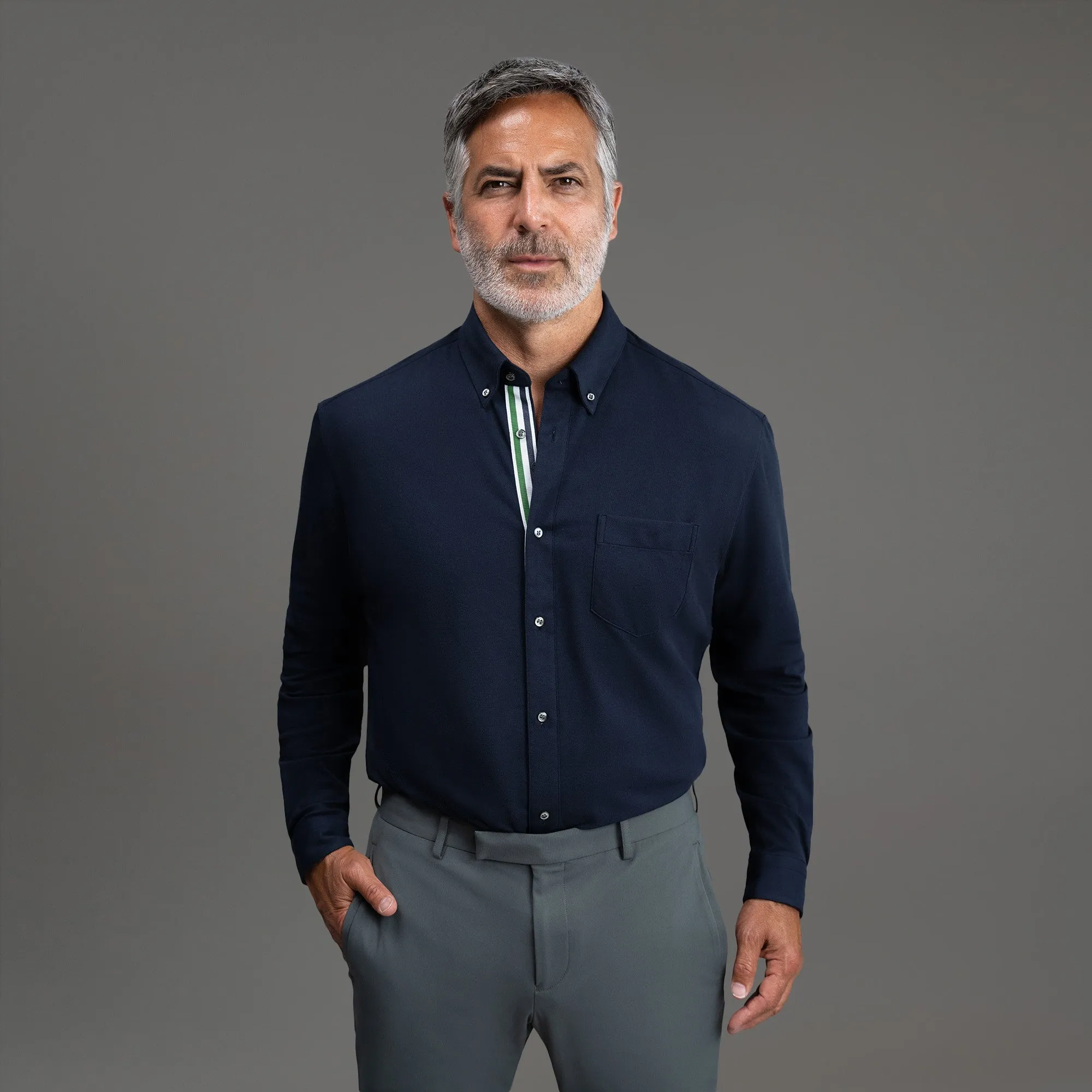 Stretch Oxford Mercer Shirt (Ribbon) Roll-Up Sleeve