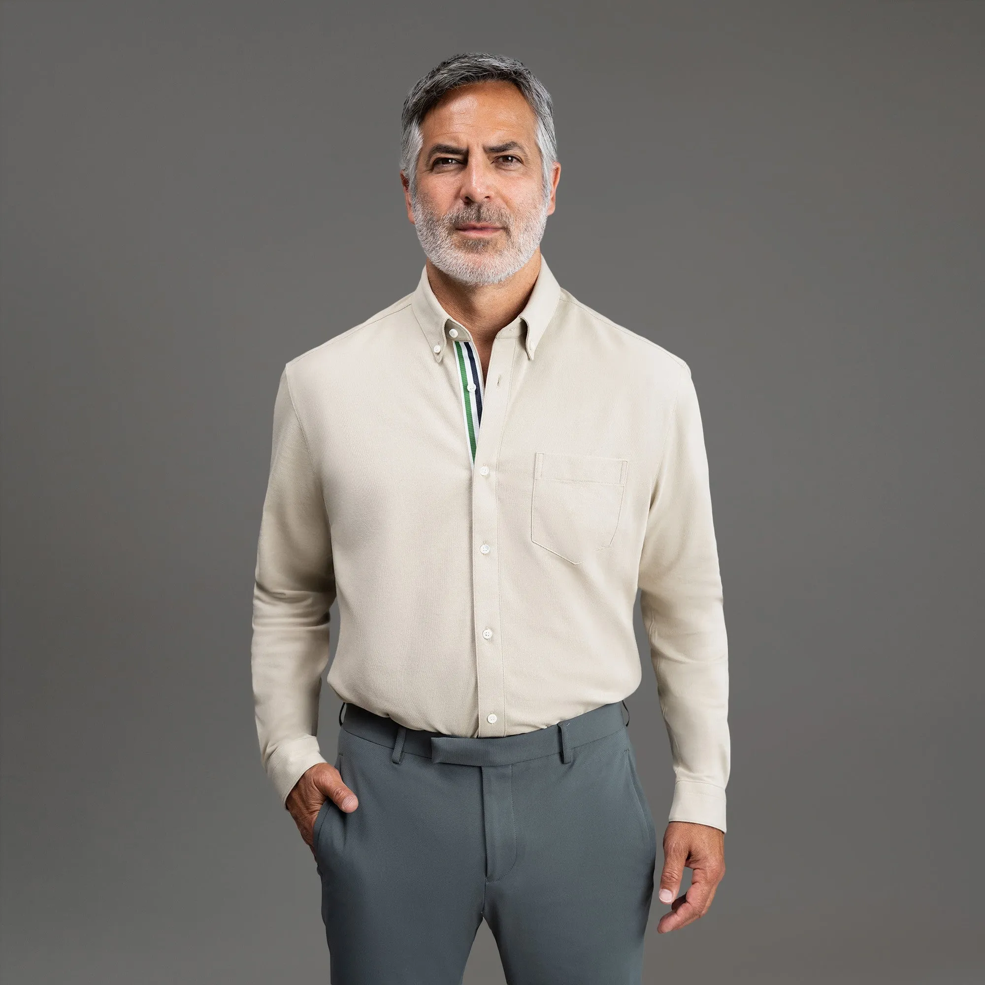 Stretch Oxford Mercer Shirt (Ribbon) Errand Ready Non Iron Fabric