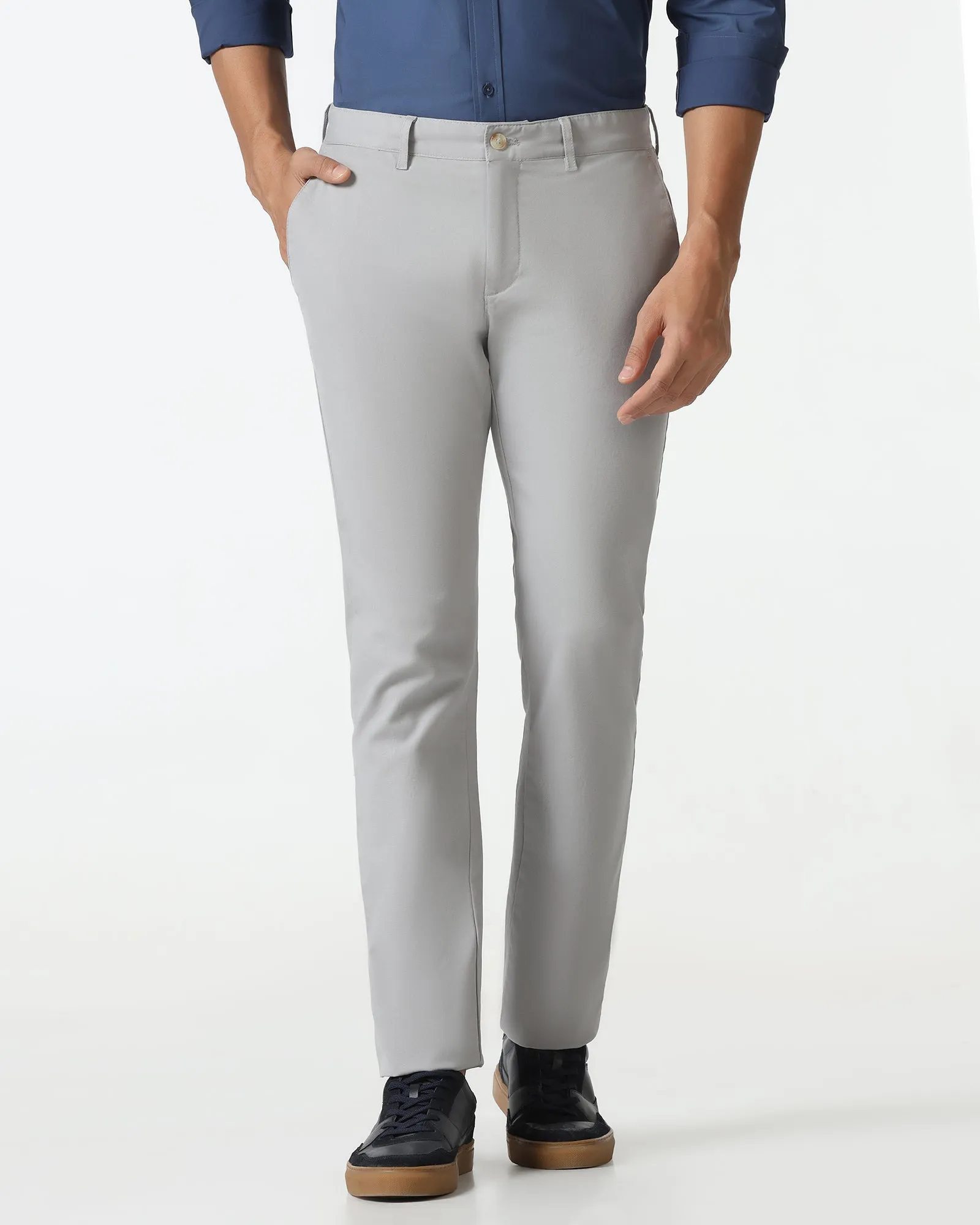 Light Grey Textured Khakis - Kary Layered Comfort