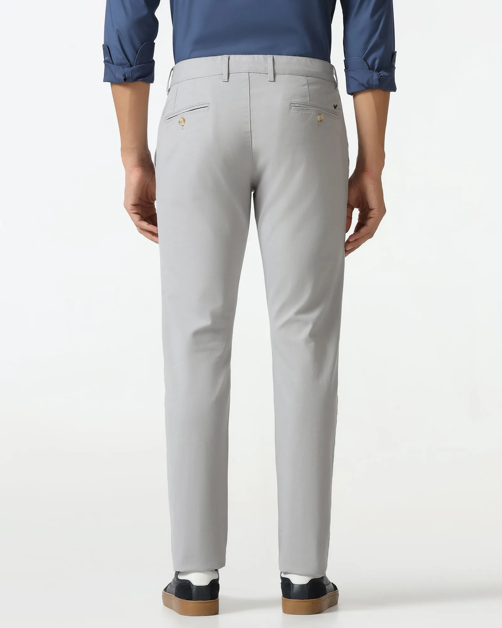 Softened Hem EcoFriendlyMaterials Light Grey Textured Khakis - Kary