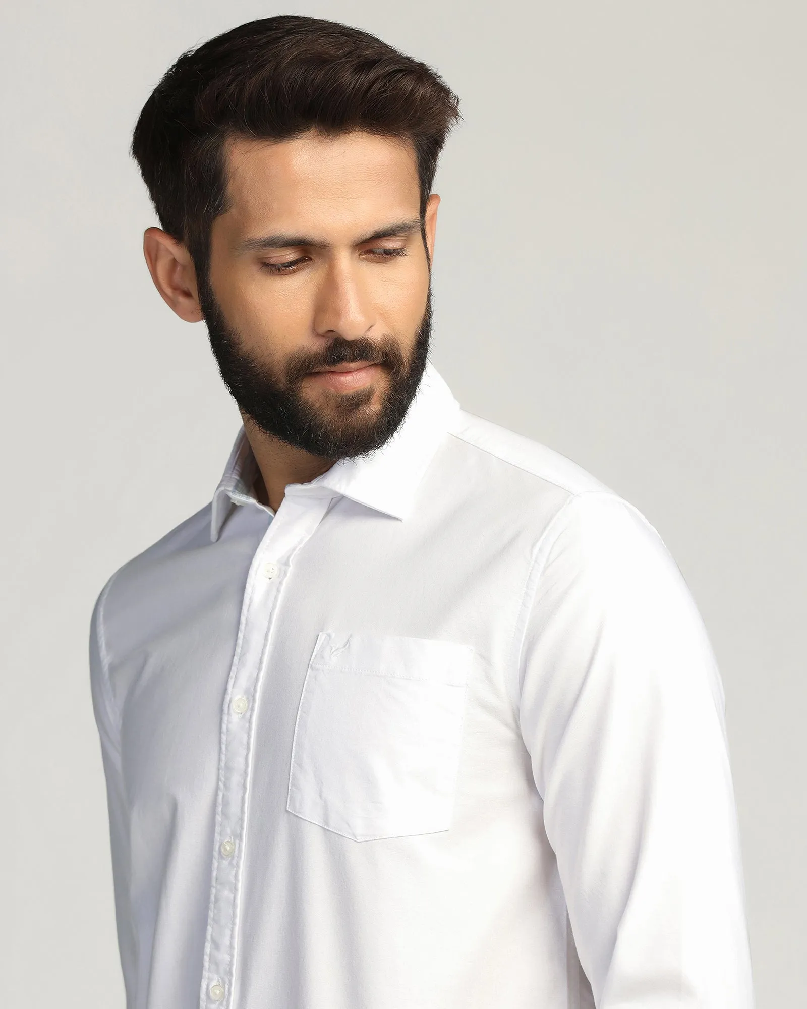Casual White Solid Shirt - Solly No Bulk Layering System Sports Ready