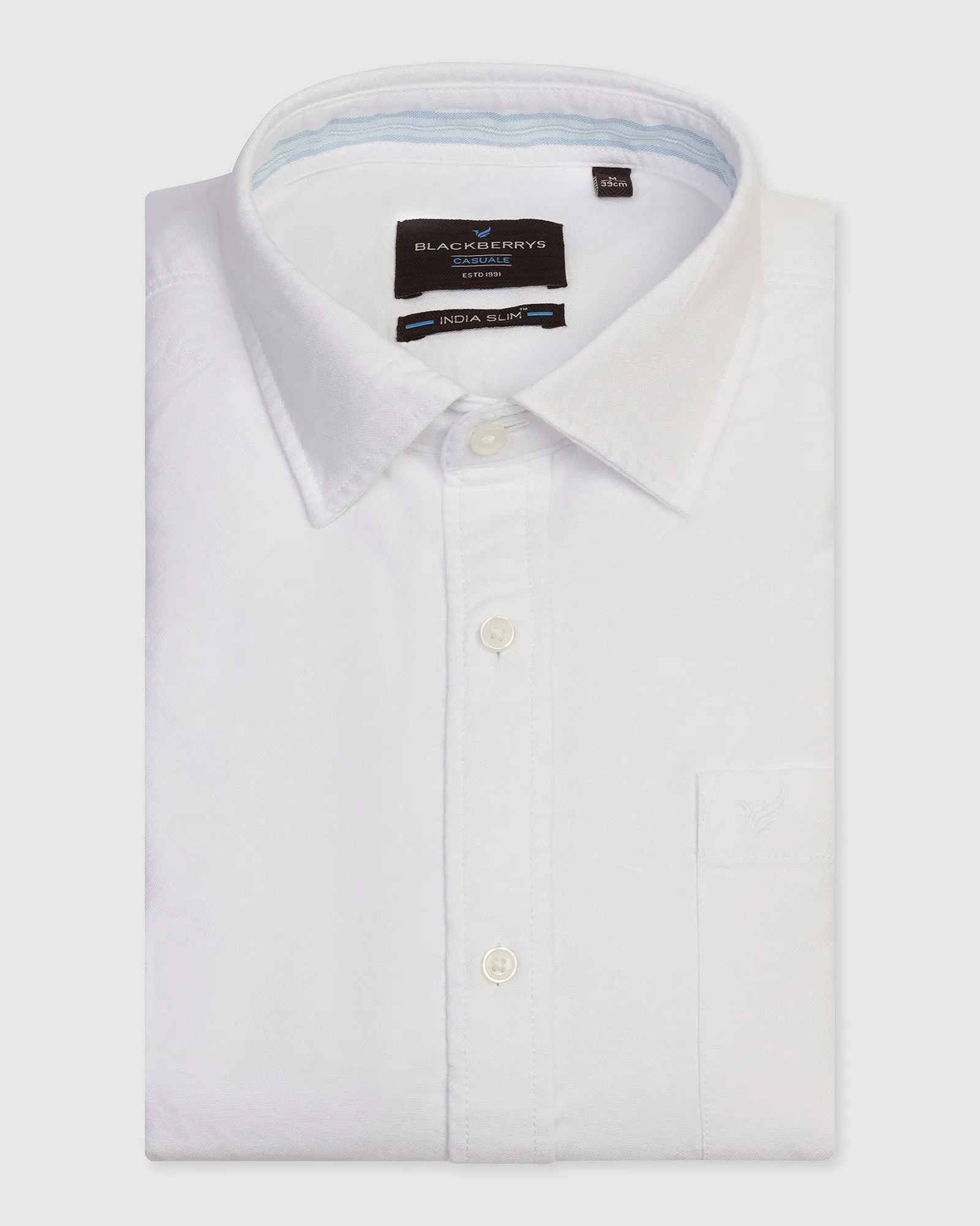 Casual White Solid Shirt - Solly Eco-Friendly Fabric Subtle Details