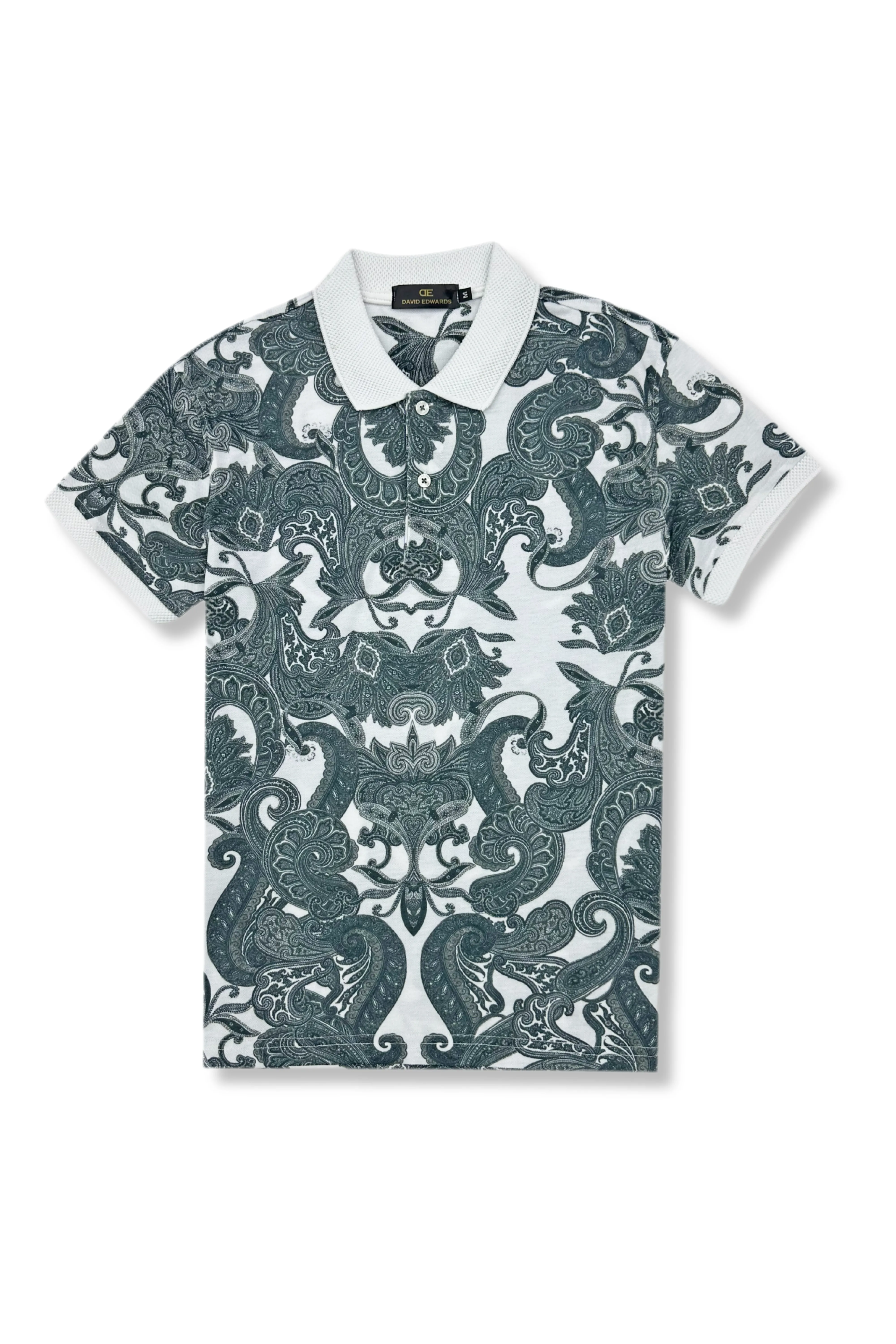 Minimalist Look Button-Down Collar Drailes Printed Pique Polo