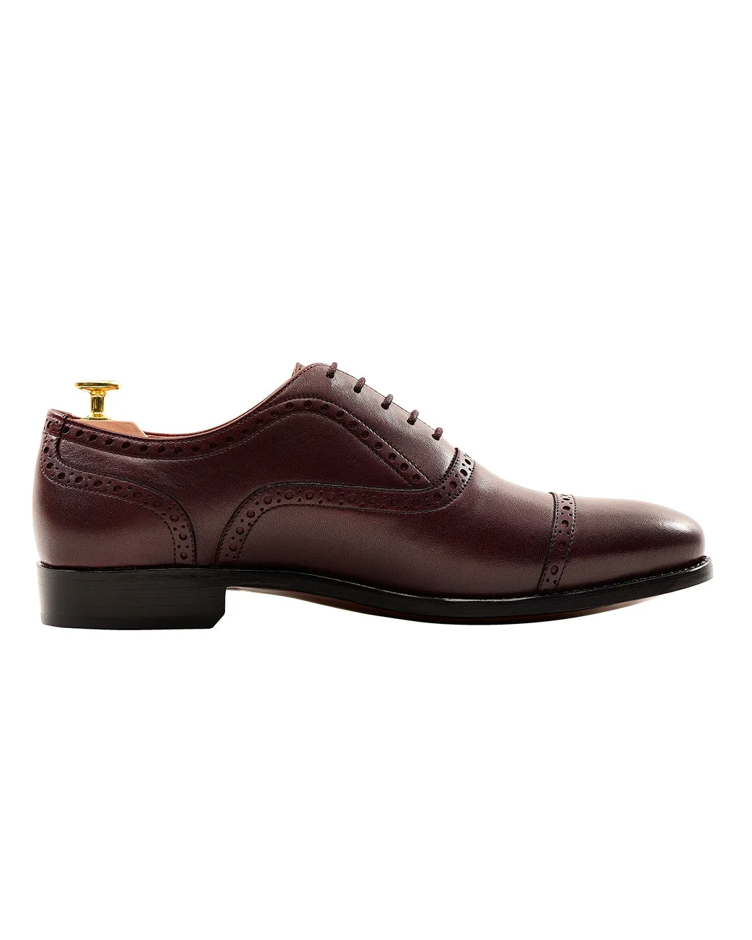 Blown Rubber Outsole Captoe Oxford Semi Brogue Burgundy