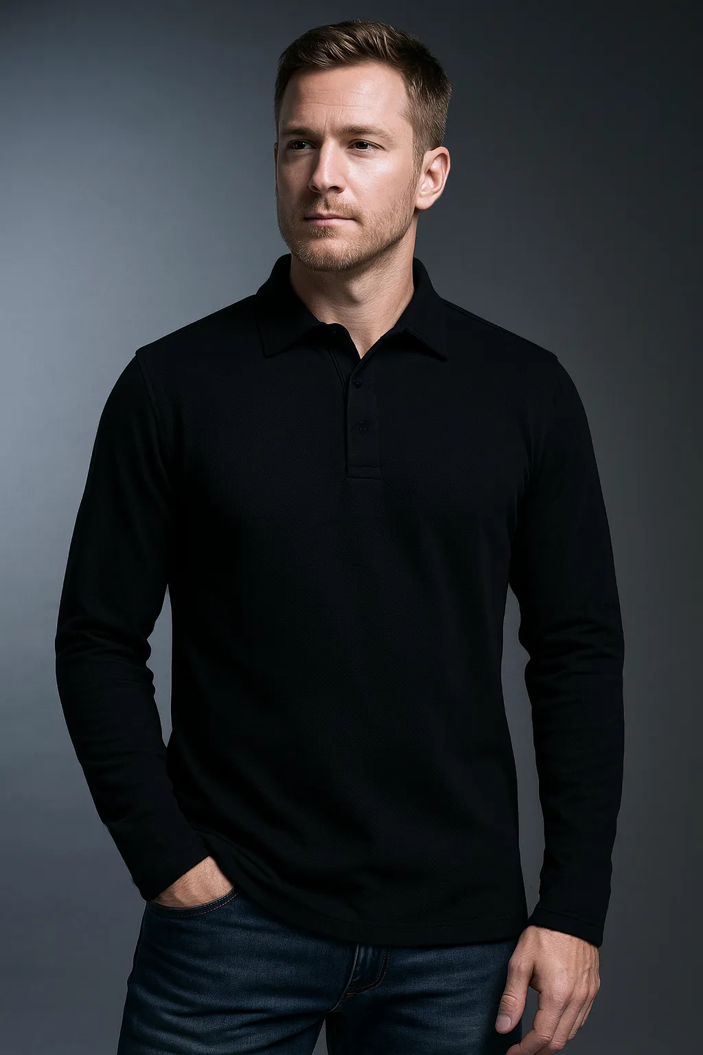 Cozy Top EZS Aria Black Long Sleeve Polo