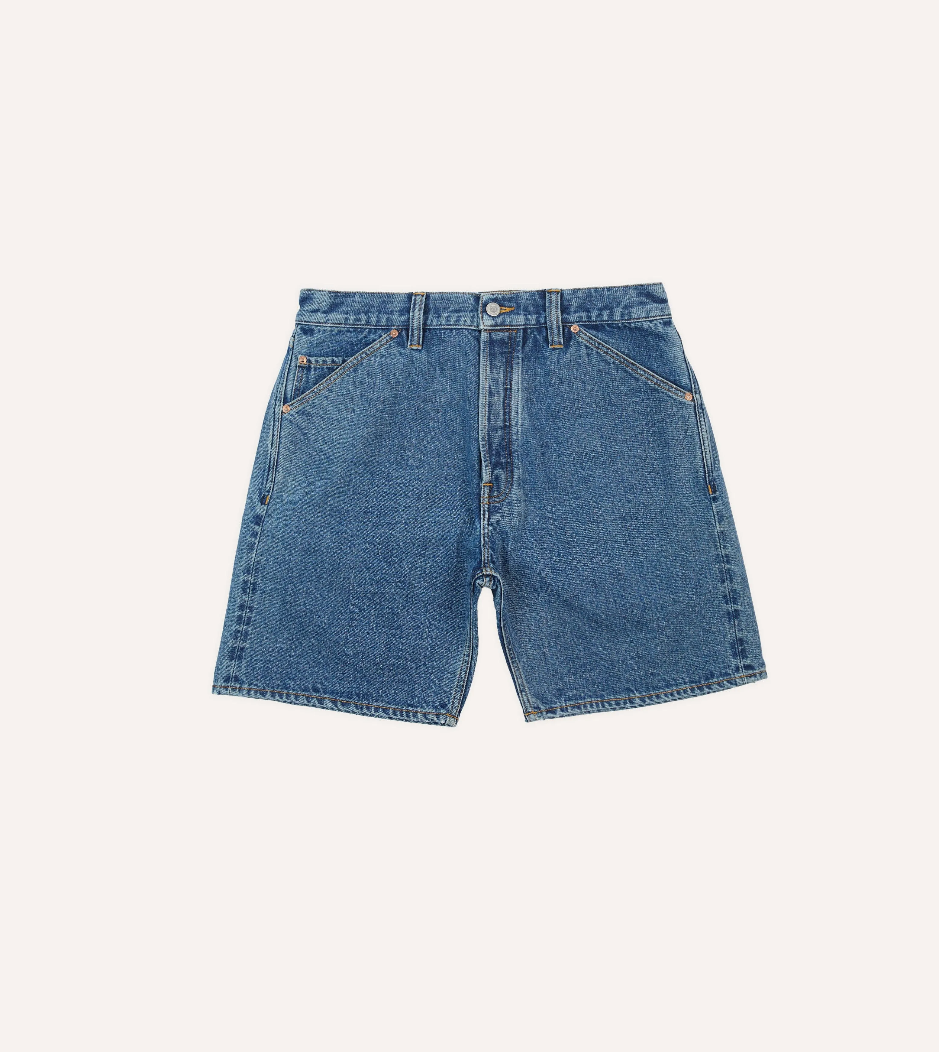 picnic wear Stone Wash 12.7oz Selvedge Denim Five-Pocket Shorts