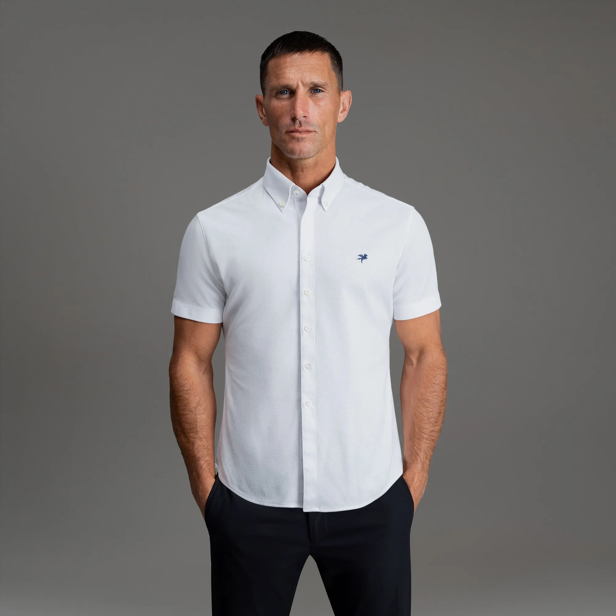 Neutral Colors Stretch Oxford Short Sleeve Shirt
