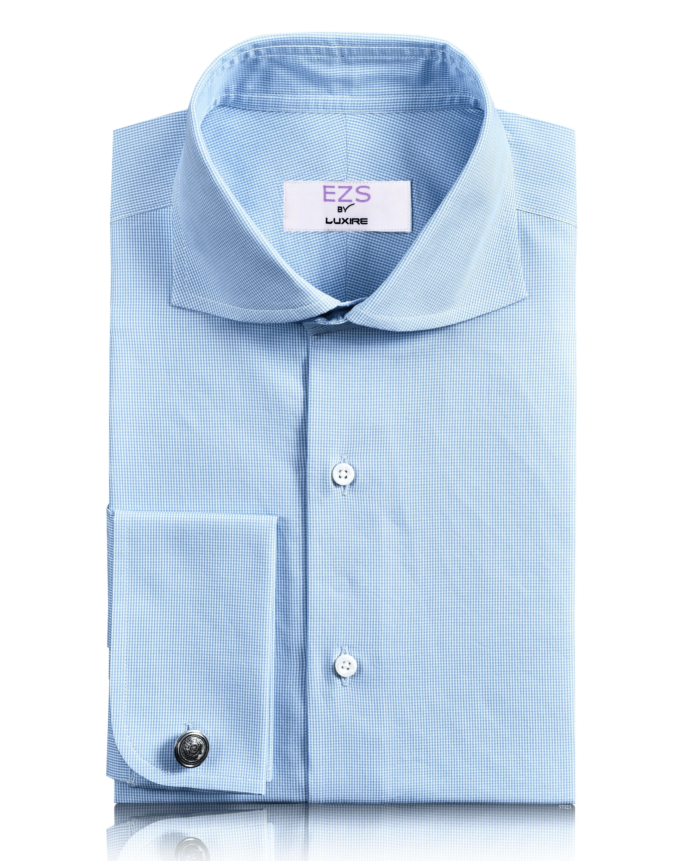 Geometric Shape EZS Light Blue Houndstooth Shirt