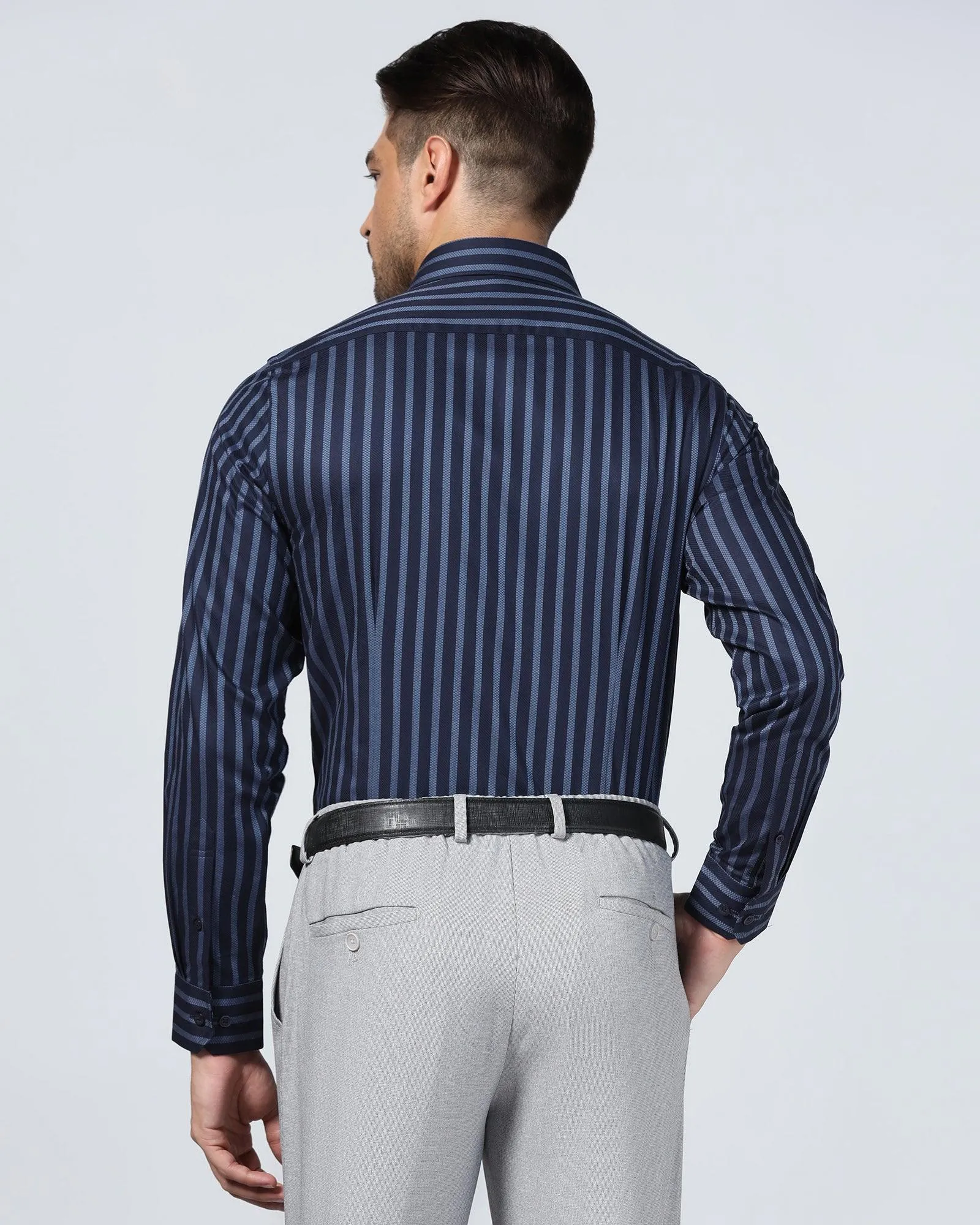 Corporate Retreat Formal Navy Stripe Shirt - Prism