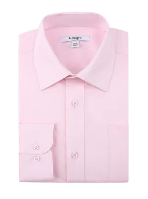 Sustainable Material Classic Regular Fit Cotton Convertible Cuff Dress Shirt Pink R-S100