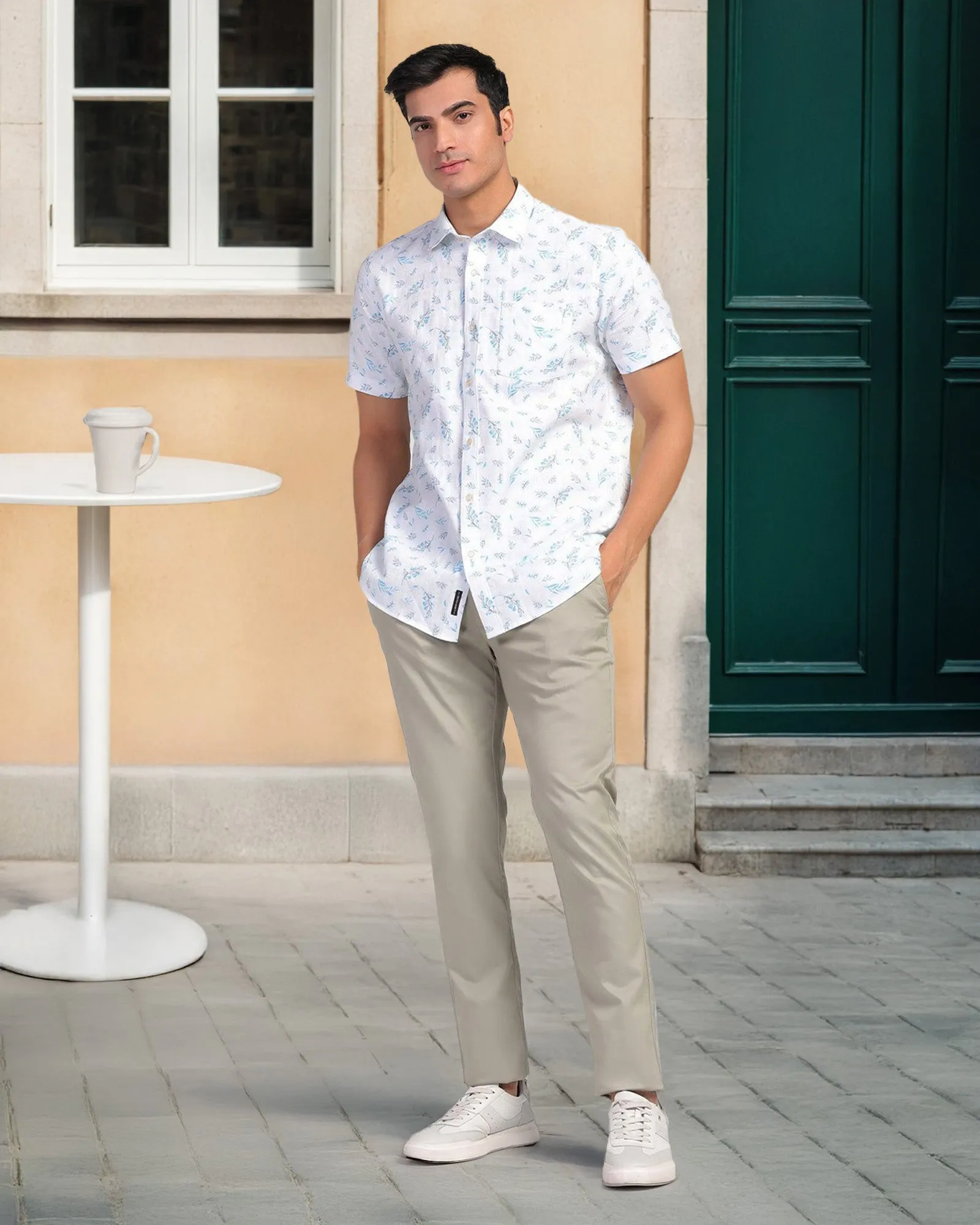 Stylish Look Temp Tech Slim Fit B-91 Casual Olive Solid Khakis - Henry