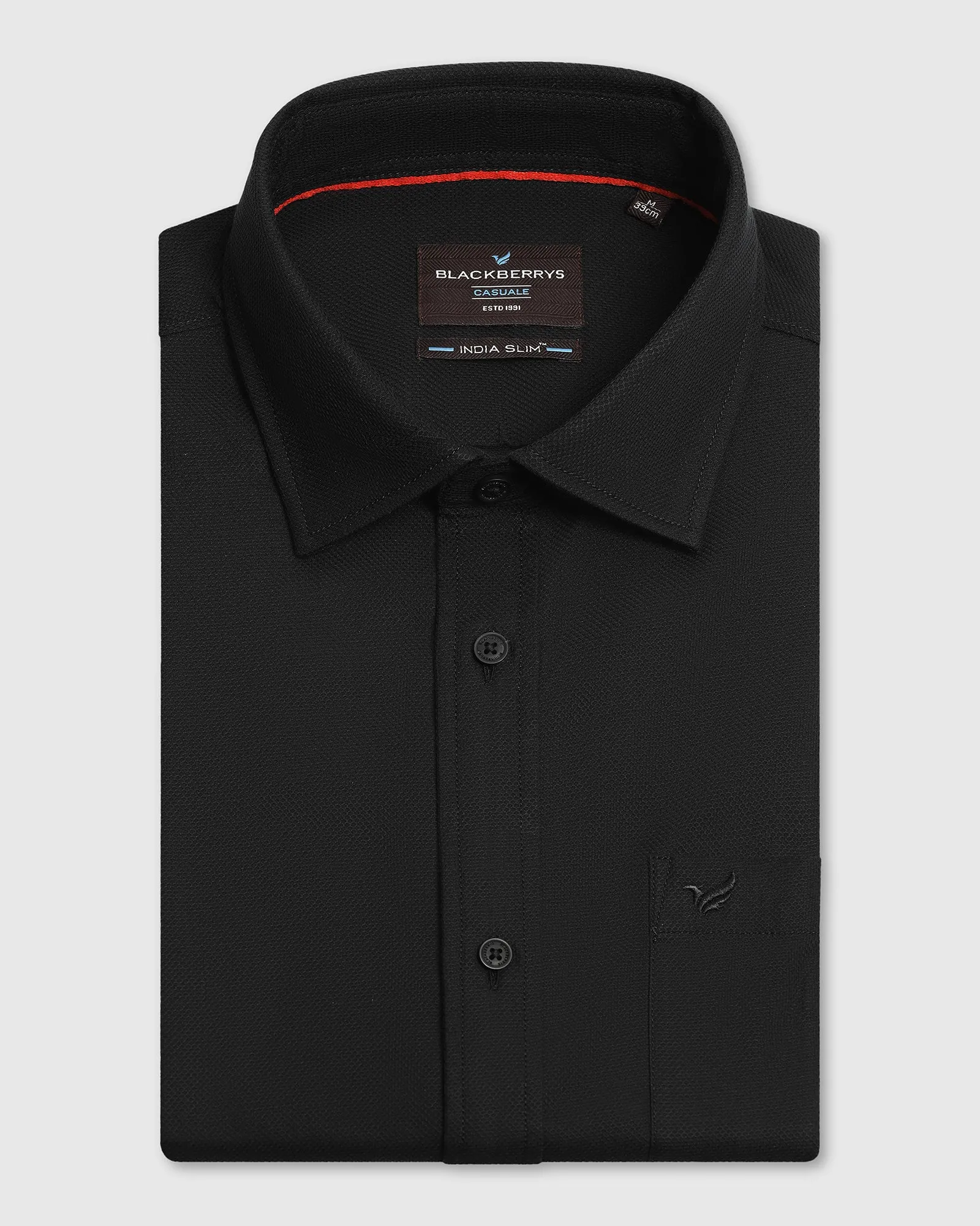 Bamboo Fiber Blend Effortless Comfort Casual Black Textured Shirt - Caty