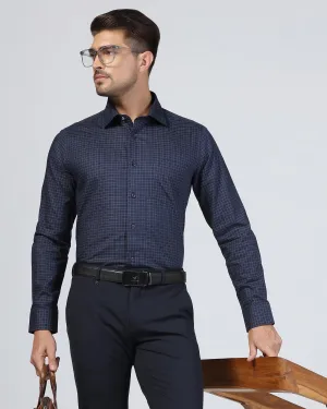 Multi Layer Stitching Checkered Look Formal Navy Check Shirt - Watson