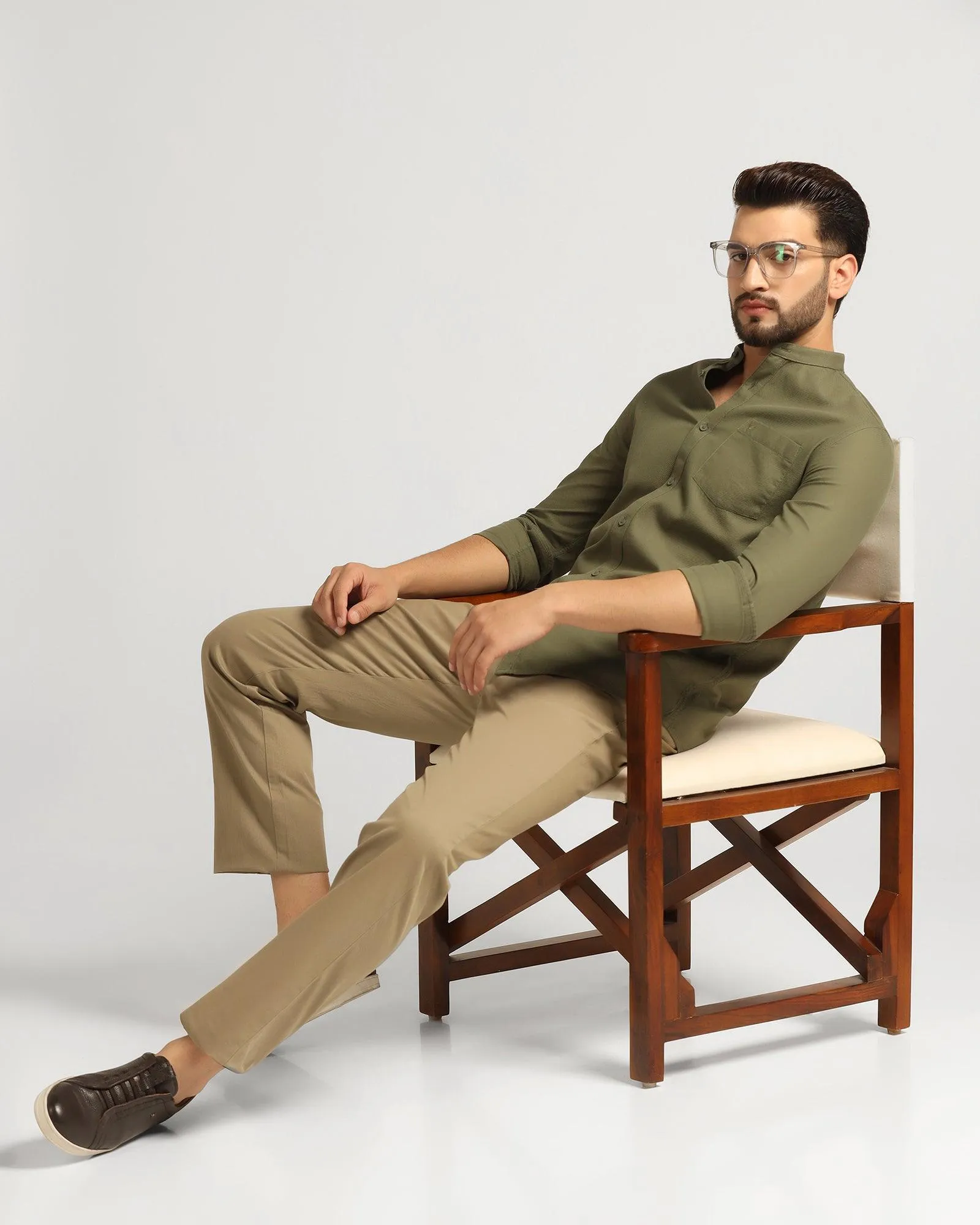 Straight B-90 Casual Khaki Solid Khakis - Kris LightweightConstruction