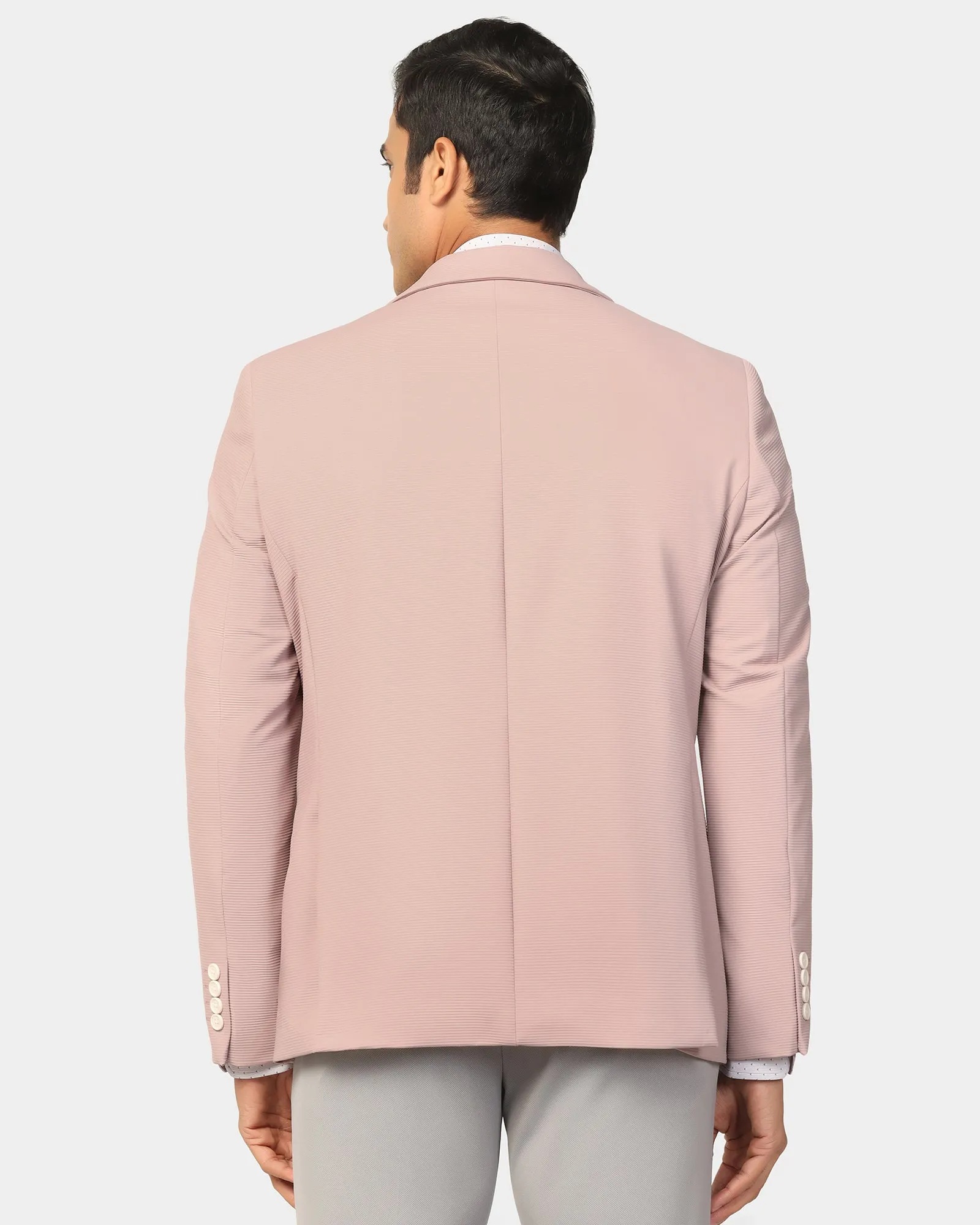 TechPro Formal Peach Stripe Blazer - Kuma Waterproof Zipper Closure Sporty Chic