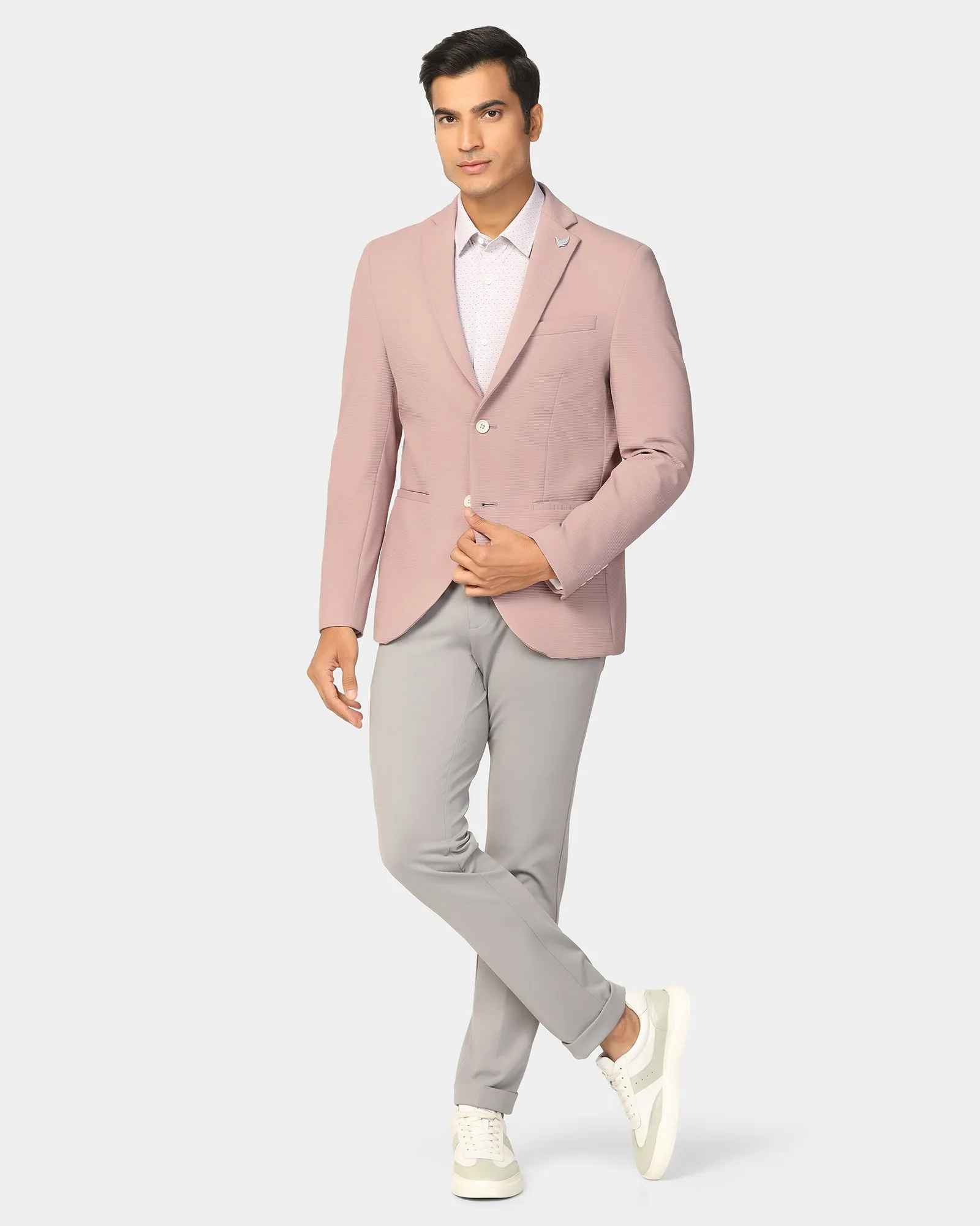 TechPro Formal Peach Stripe Blazer - Kuma Waist Belt