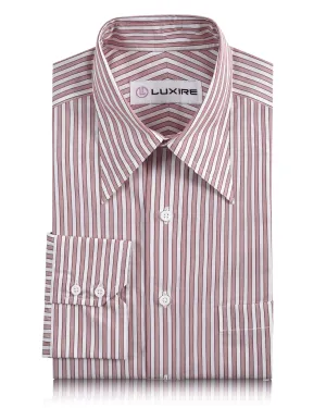 Premium Pima Cotton Smooth Texture Red Bengal Stripes by Monti Shirt