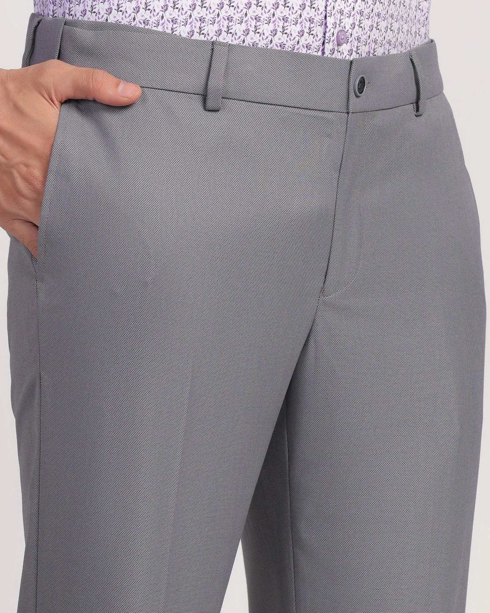 Slim Comfort B-95 Formal Grey Textured Trouser - Passion Recycled fibers