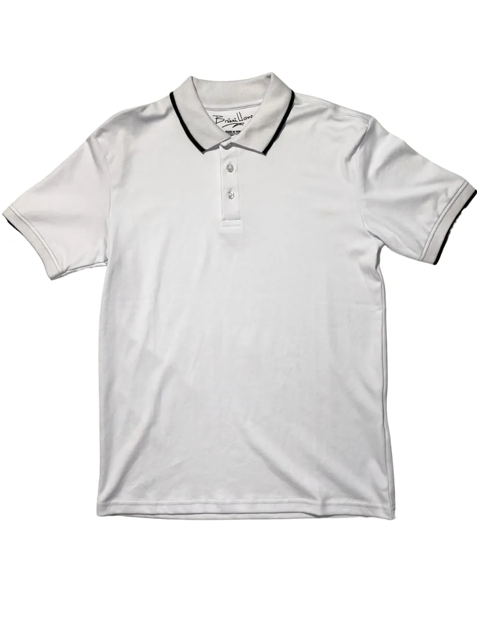 Summer Golf Elegant Fit Briani Uomo Mens White 100% Pima Cotton Short Sleeve Polo Casual Shirt