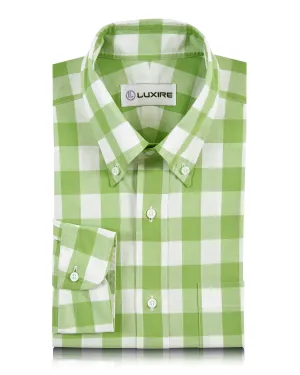 Eco Wear Green and White Gingham Checks Shirt