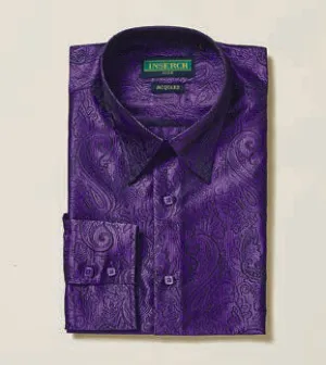 Peace Core Run Core Inserch Long Sleeve Paisley Jacquard Shirt LS005-126 Purple