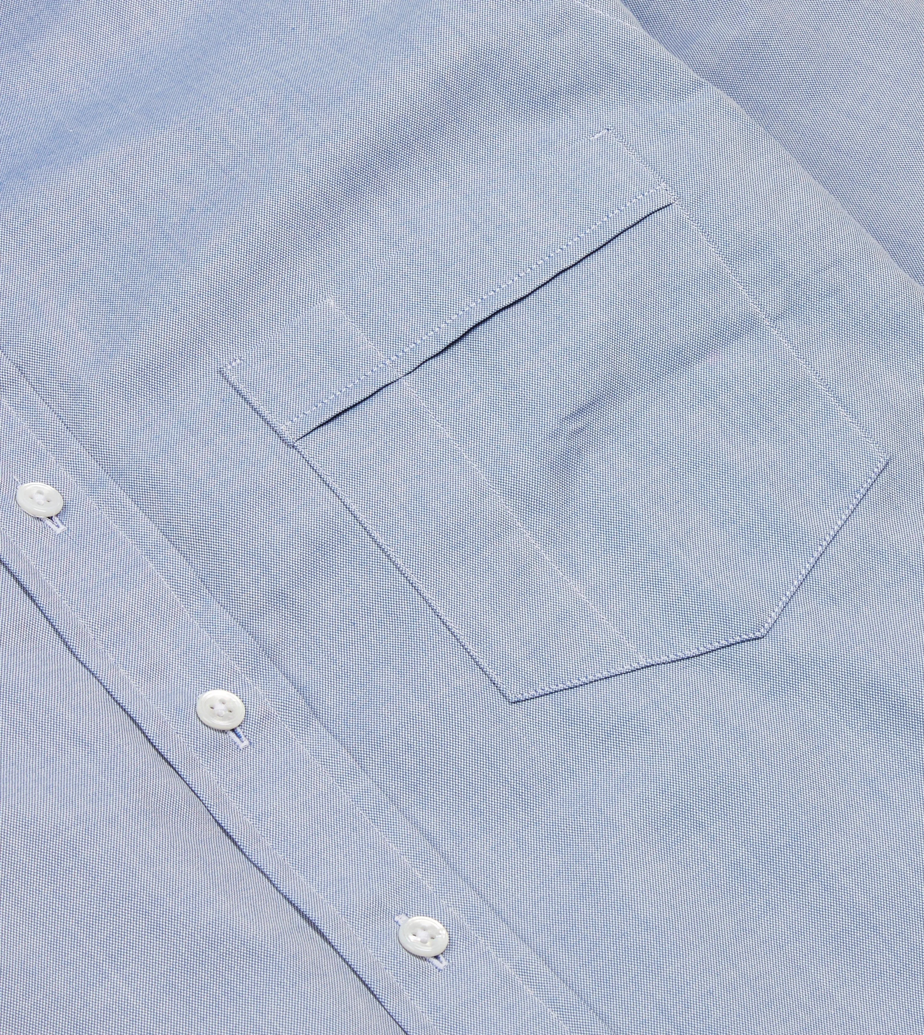 Navy Pinpoint Oxford Cotton Cloth Button-Down Shirt Abrasion Resistant Edges