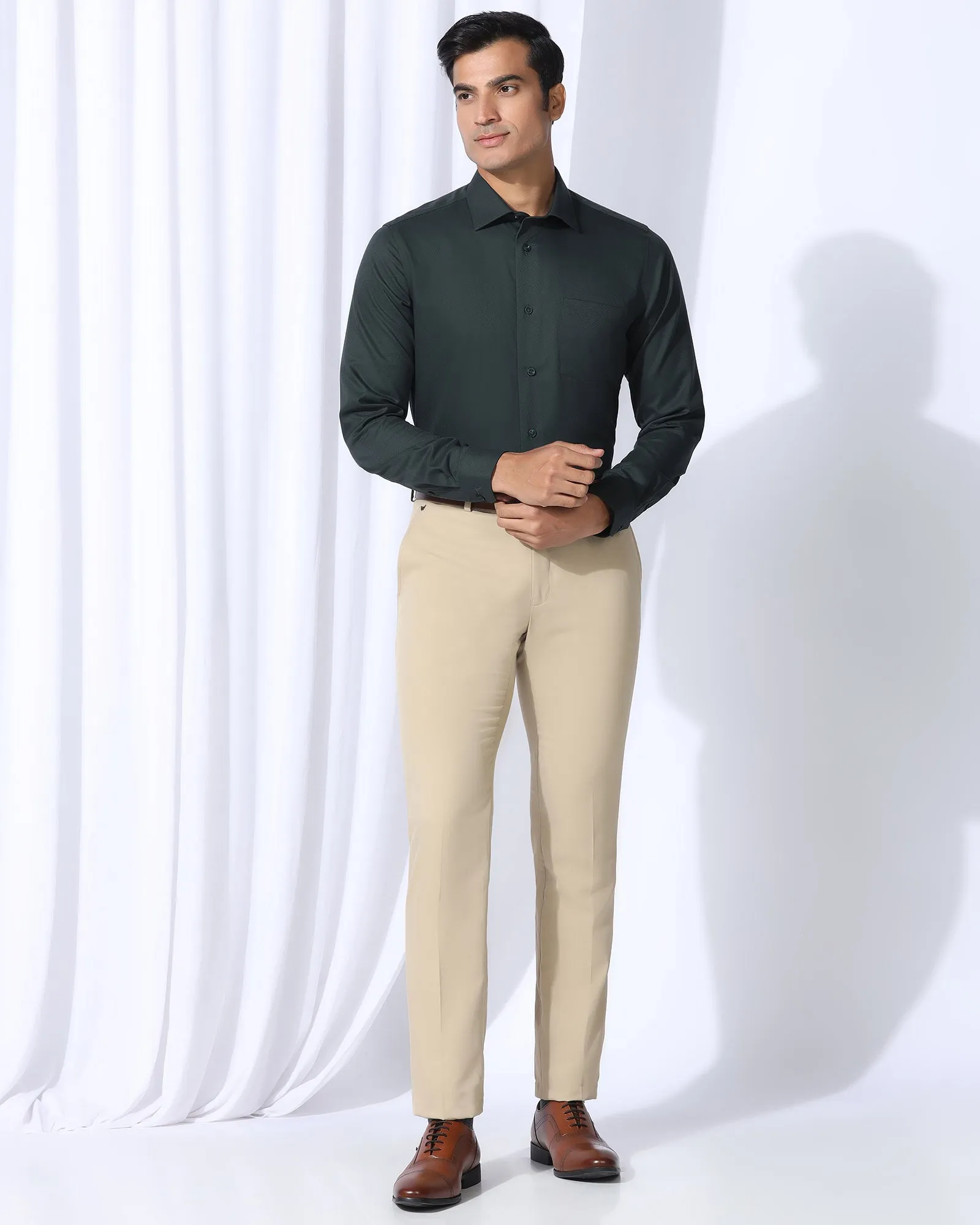 Non Iron Formal Dark Green Solid Shirt - P31 High Street Fashion