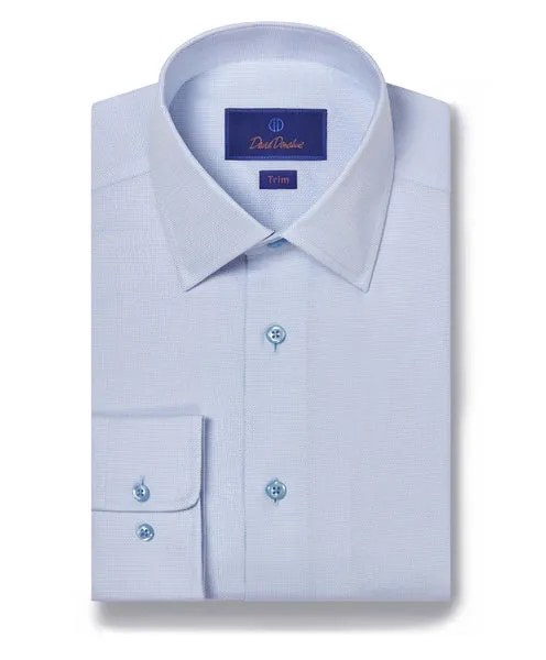 David Donahue Trim Fit Royal Oxford Dress Shirt in Sky/White Geometric Shape