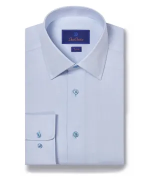 David Donahue Trim Fit Royal Oxford Dress Shirt in Sky/White Functional Pocket