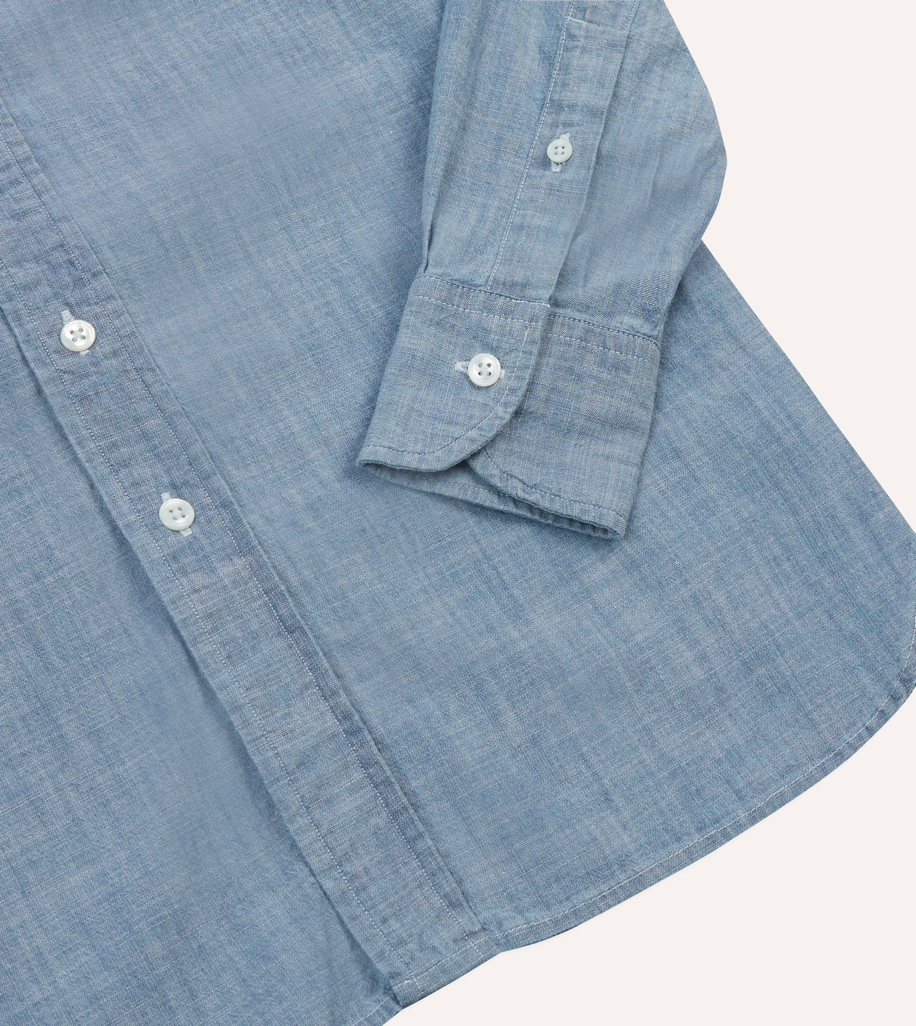 Light Blue Cotton Chambray Button-Down Shirt youth trend Streamlined Design