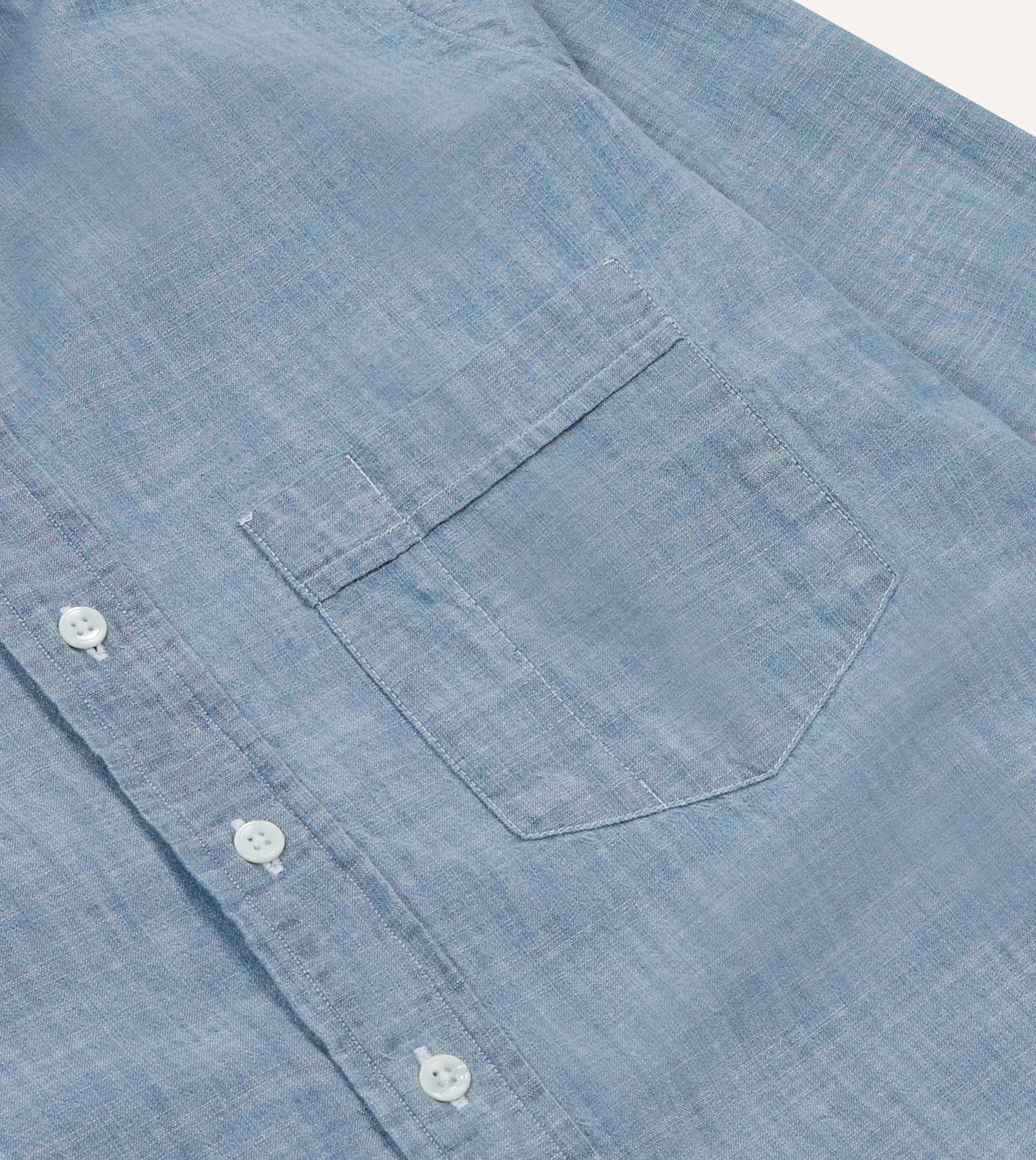 Light Blue Cotton Chambray Button-Down Shirt Comfort First Fit