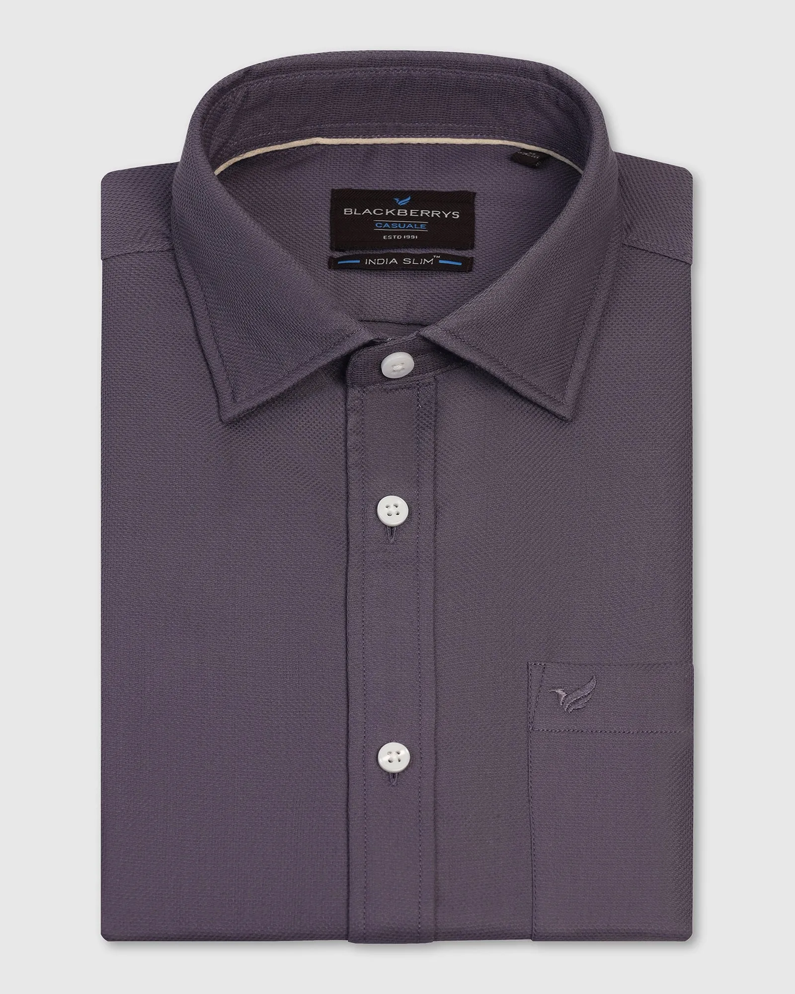 Casual Purple Textured Shirt - Caty Striped Design Performance Fabric