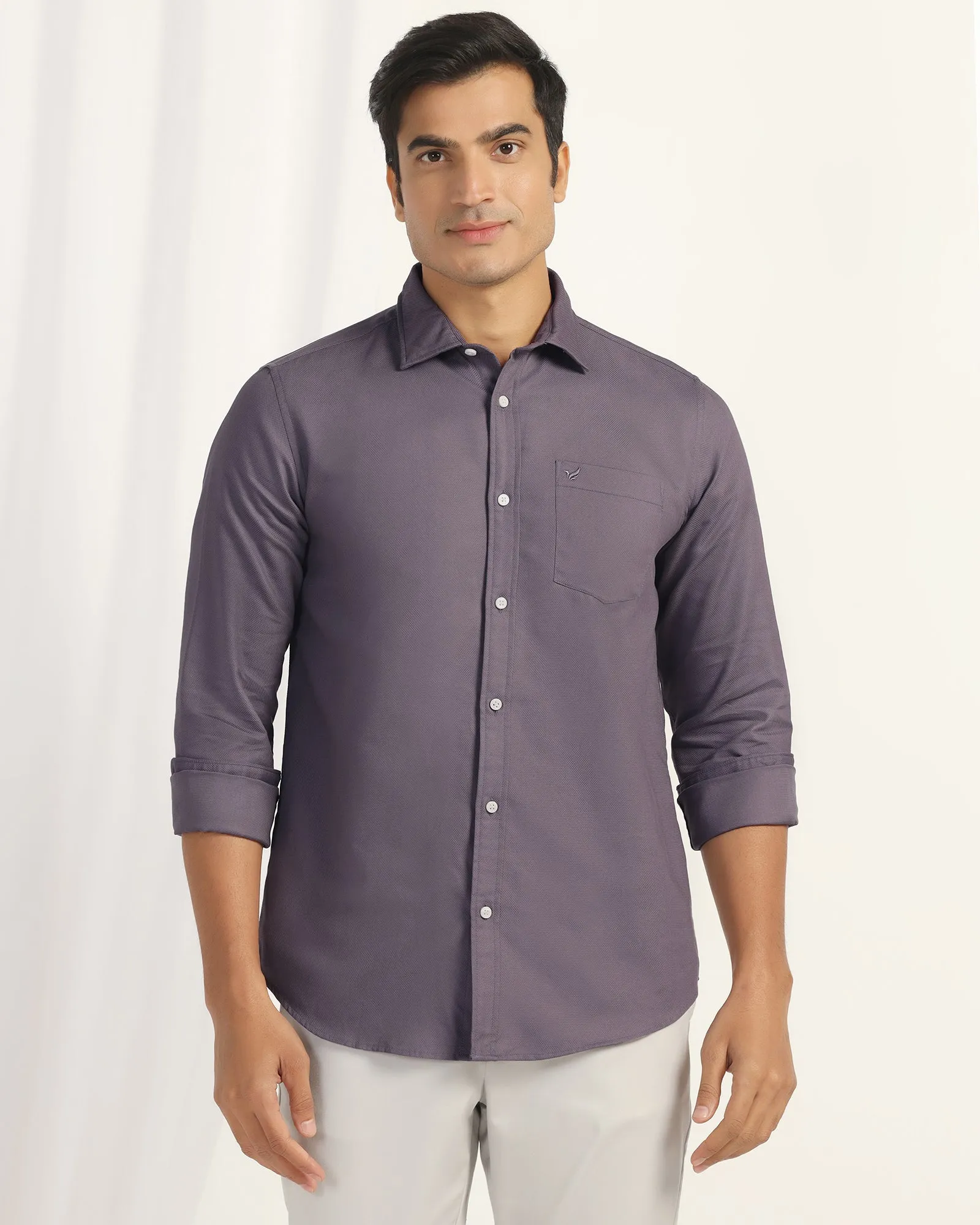 quick dry Cultural Inspired Casual Purple Textured Shirt - Caty