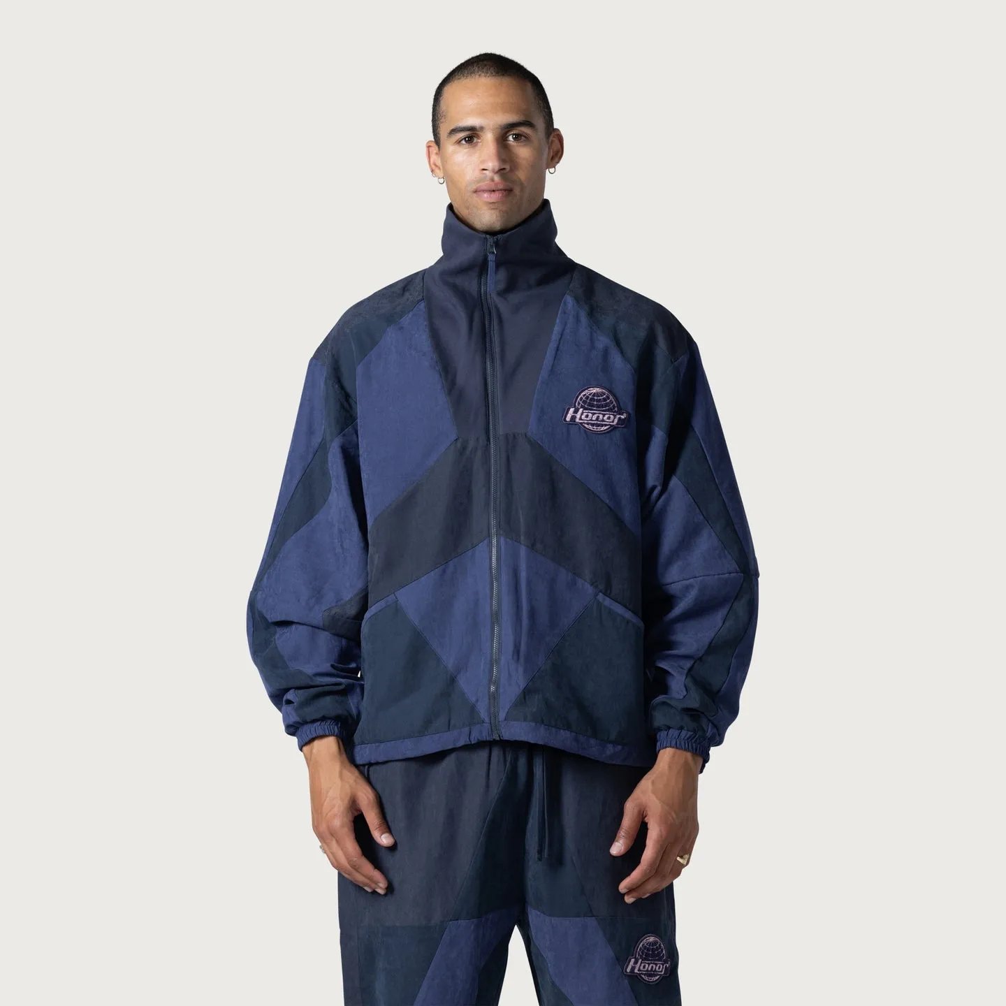 Color Block Full Zip - Navy Easy Fashion