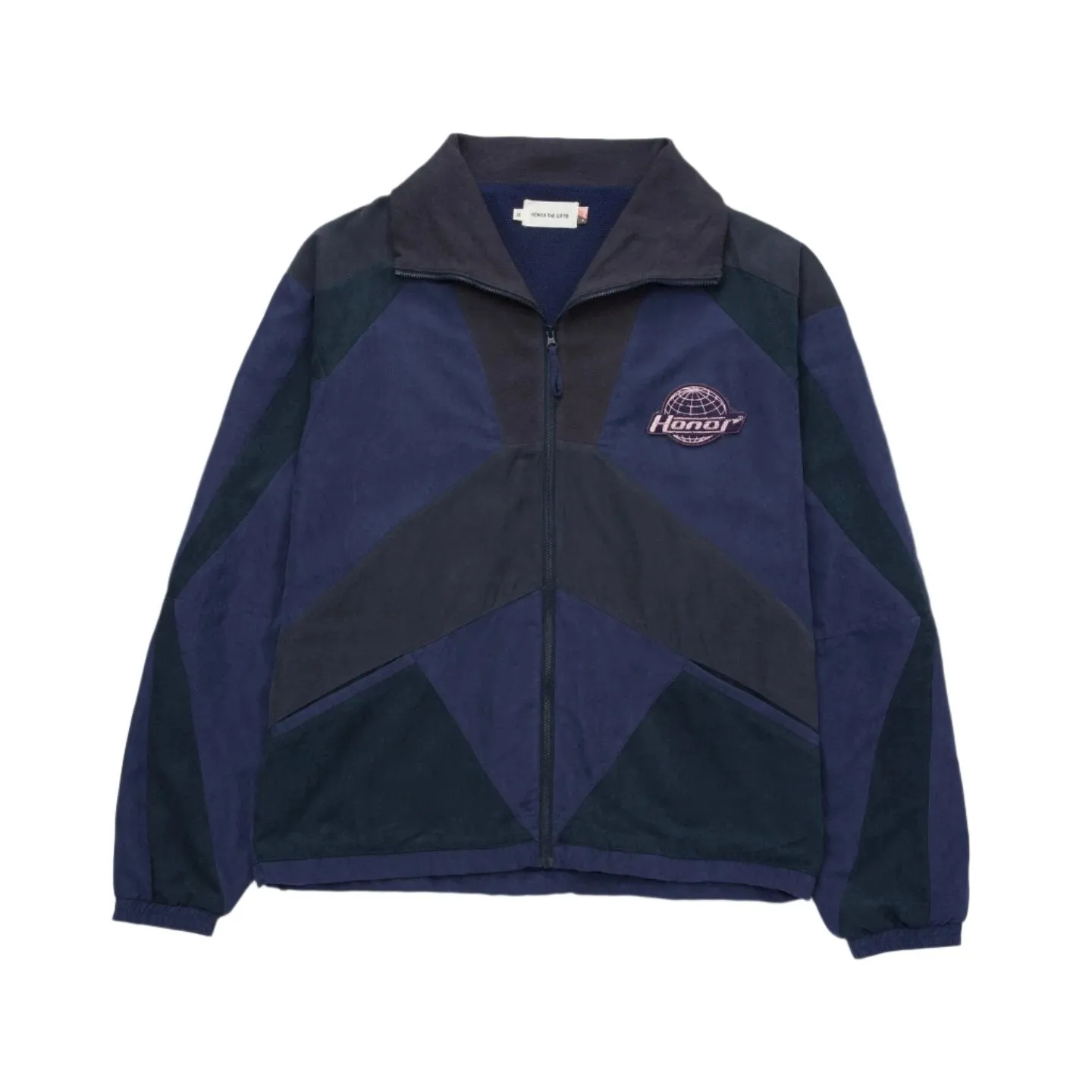 Weekend Look Smooth Edge Binding Color Block Full Zip - Navy