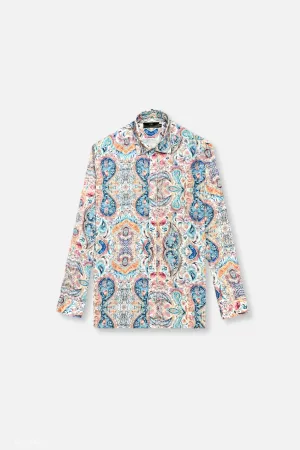 Dahler Roll Tab Linen Shirt wrinkle free Travel Light