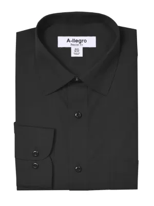 Classic Regular Fit Cotton Convertible Cuff Dress Shirt Black R-S100 Functional Wear