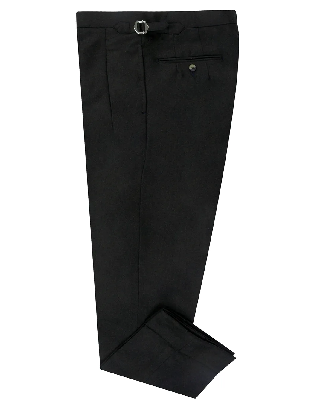 Quick Move Quality Fabric VBC 100% Wool: Greenish Black Flannel High Waisted Pant