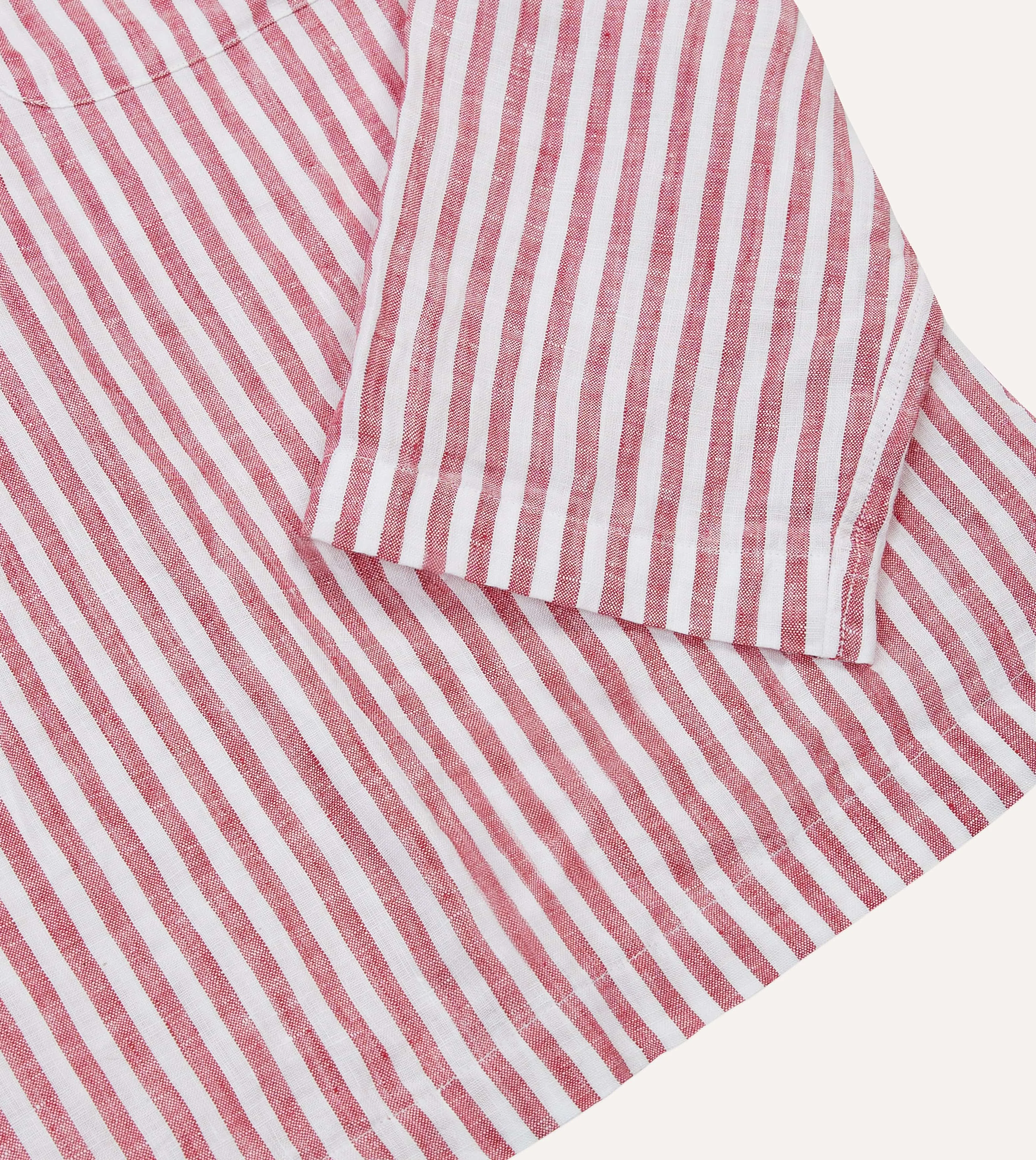 Anti Pilling Surface Athletic Look Red Stripe Linen Smock Shirt