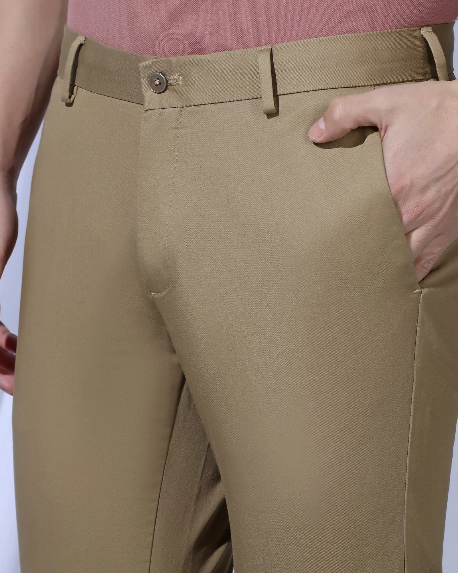 Slim Fit B-91 Casual Khaki Solid Khakis - Martin Side zipper FrictionResistantEdging