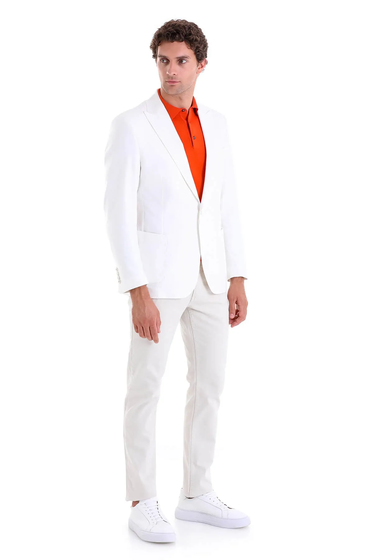 Softshell Technology Simple Layers Comfort Fit Notch Lapel White Linen Casual Blazer