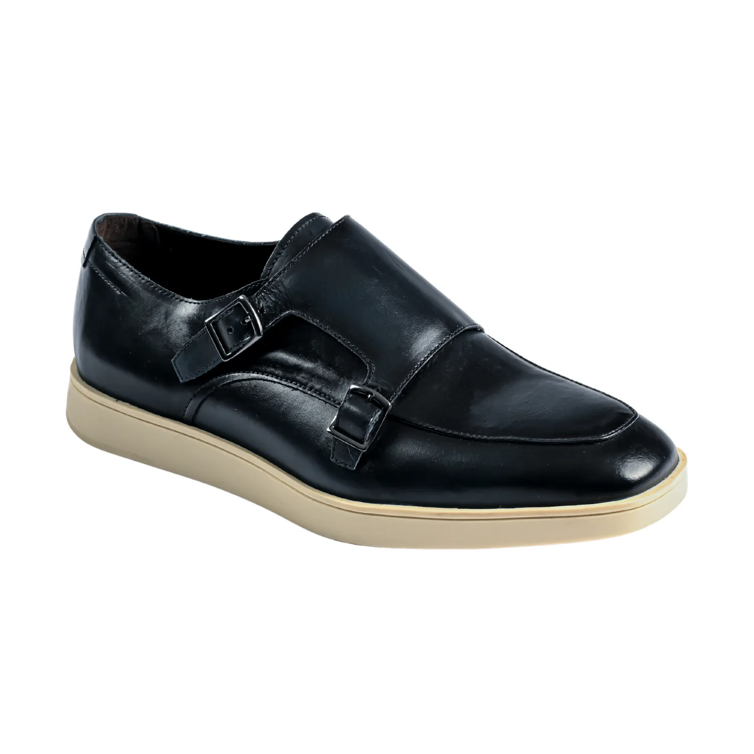 Training Belvedere Navy Nappa Zurich Leather Hybrid Double Monk Strap Shoes
