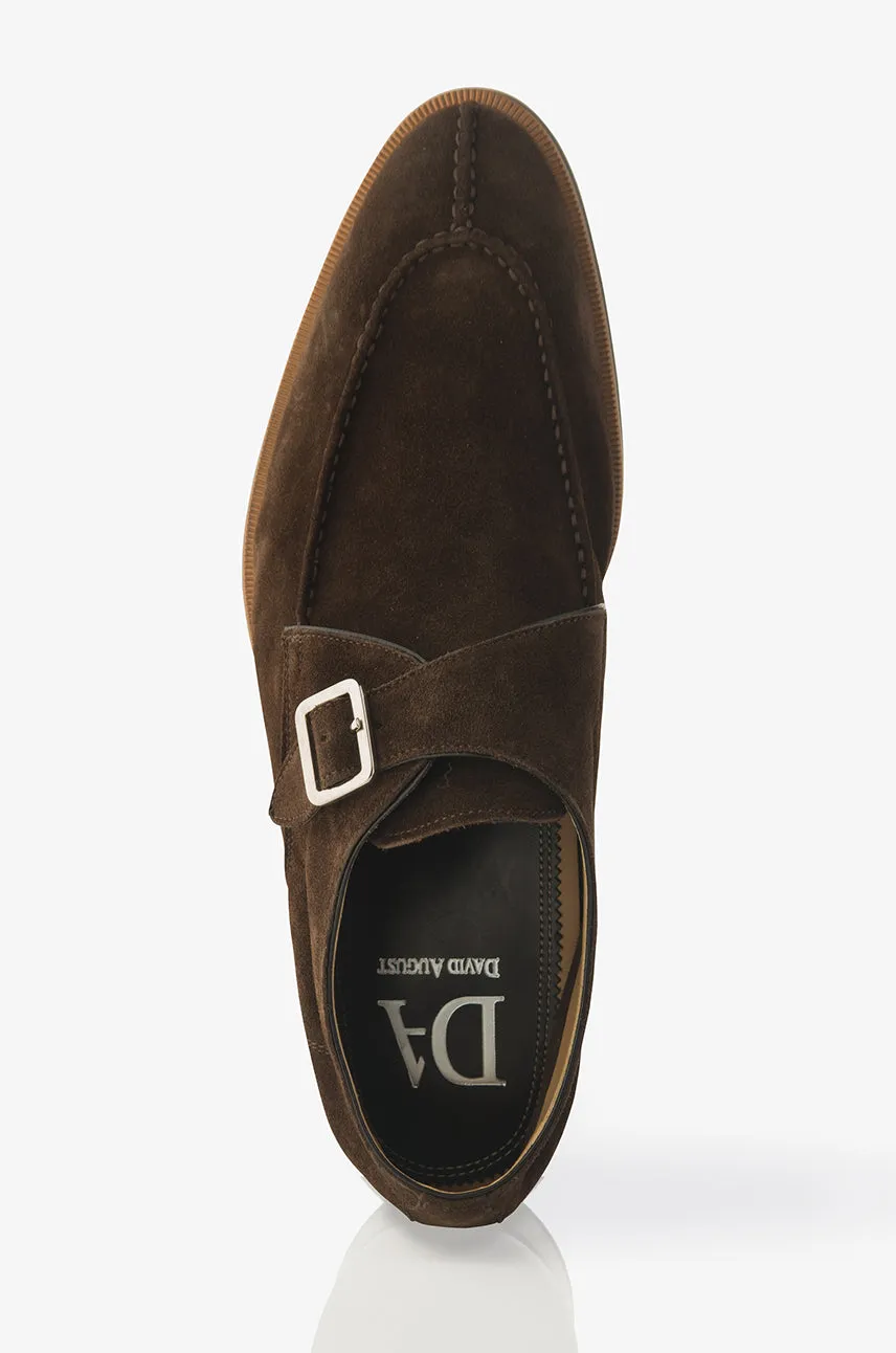 Business Mode David August Suede Monk Strap in Mustang